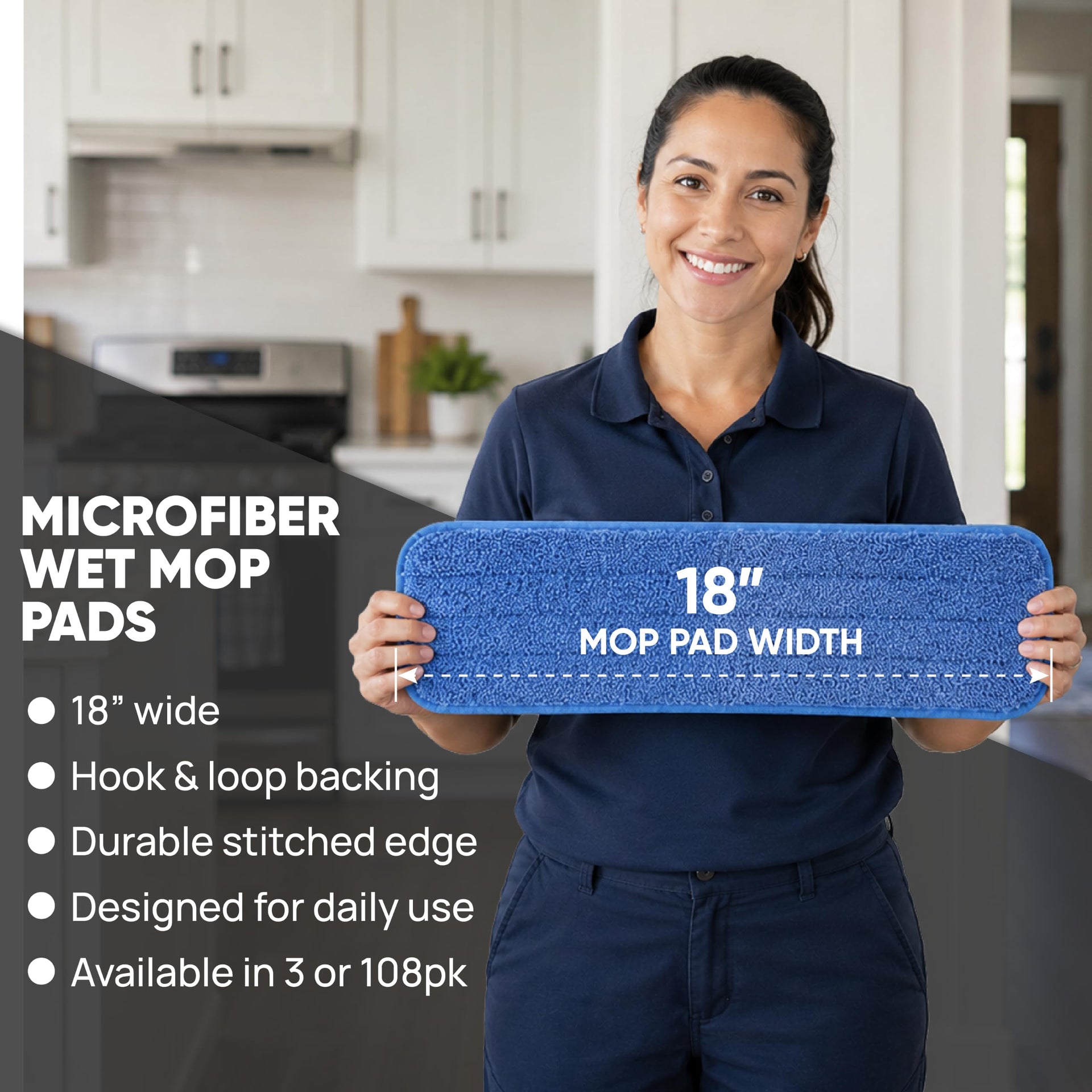 18" Absorbent Microfiber Wet Mop Pad (2 Count)