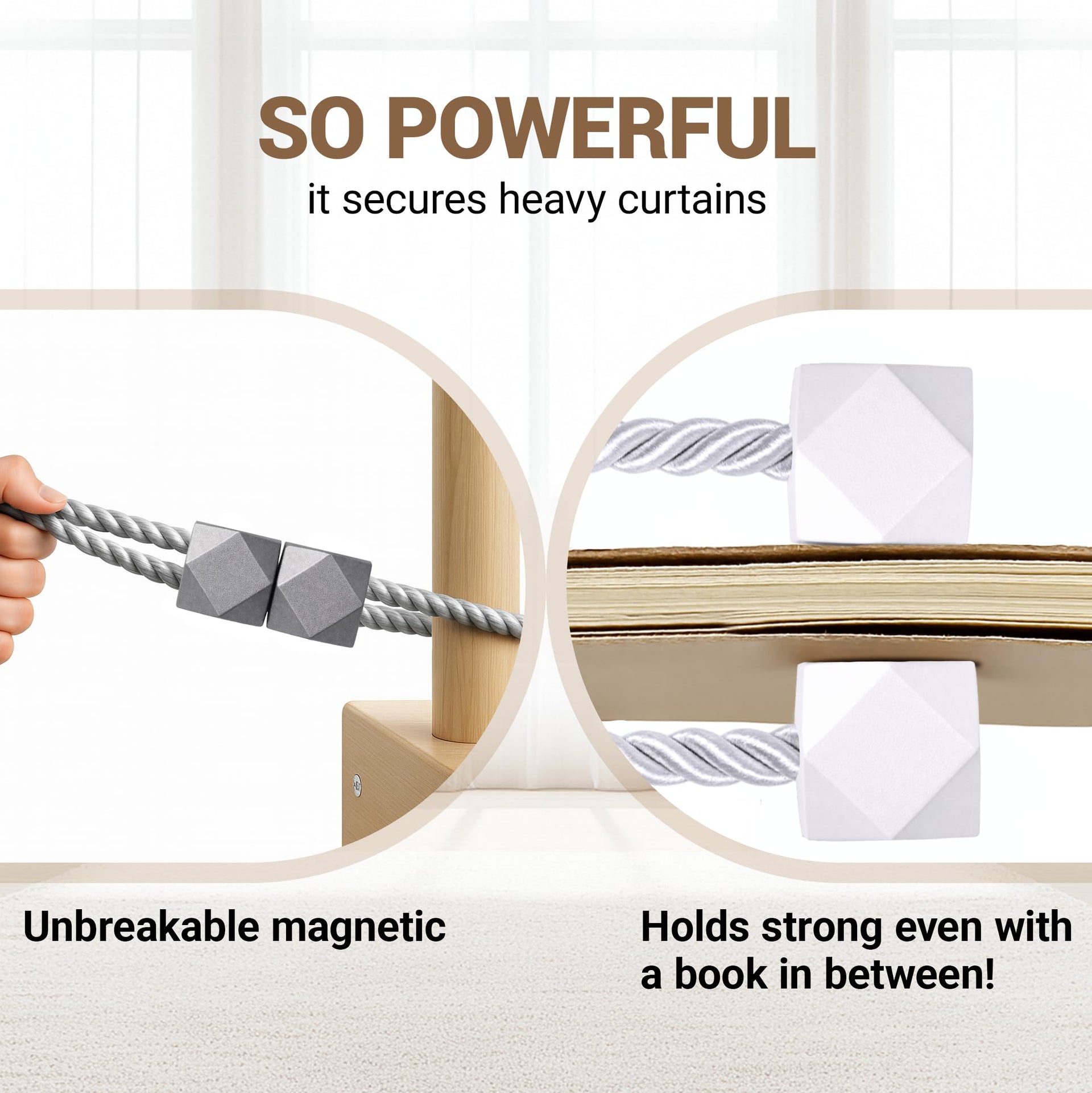 Magnetic Curtain Tiebacks Grey 2pcs