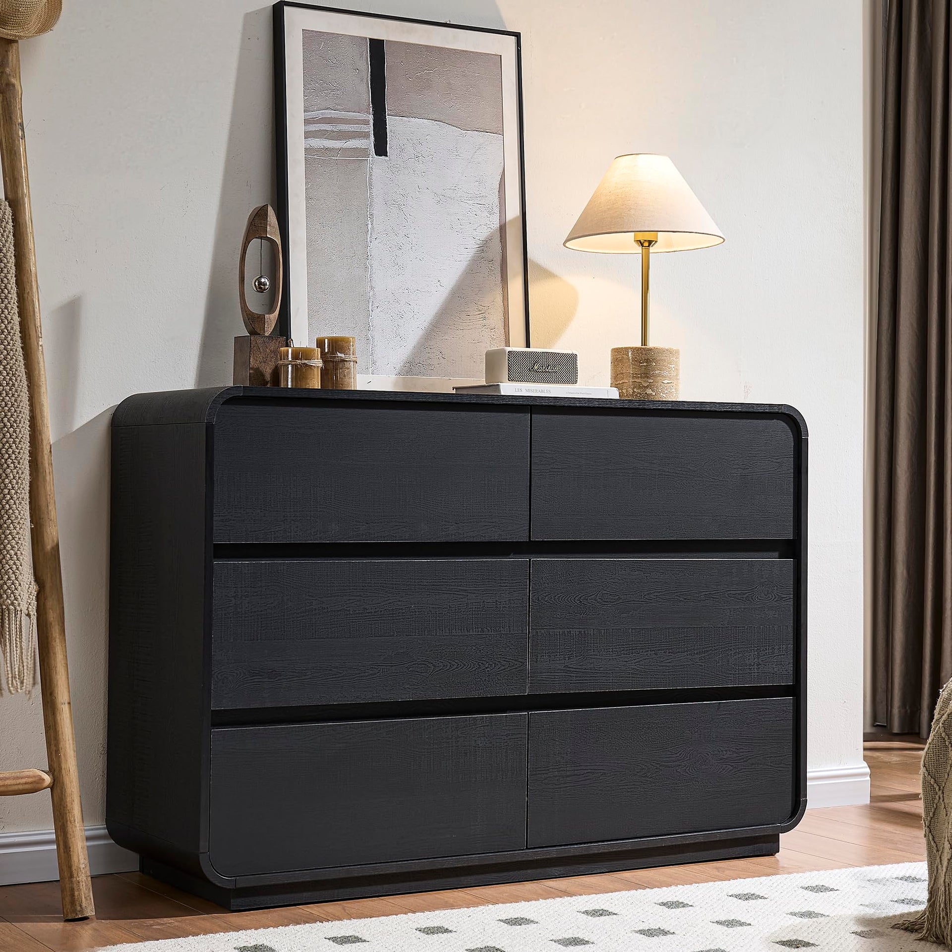 Curved Dresser with 6 Drawers