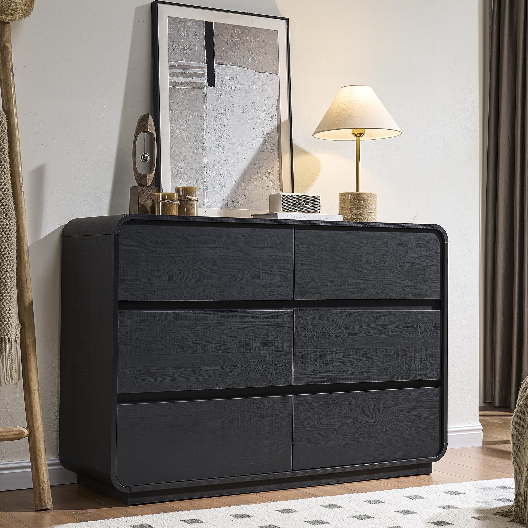Curved Dresser with 6 Drawers