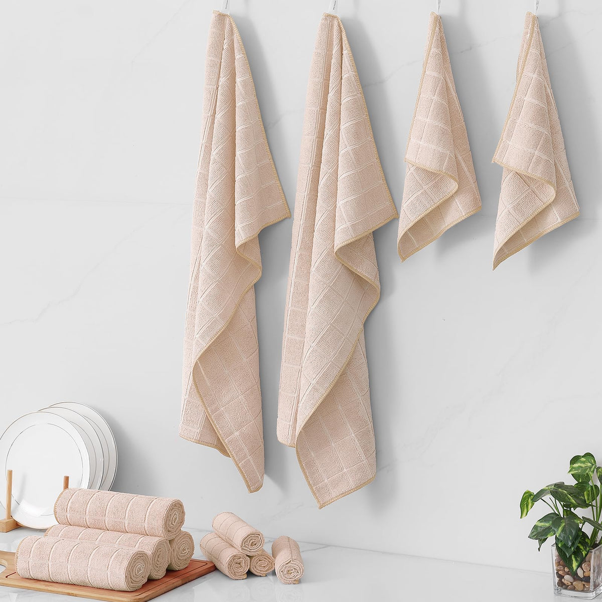 Microfiber Kitchen Towels and Dishcloths Sets (12 Count)