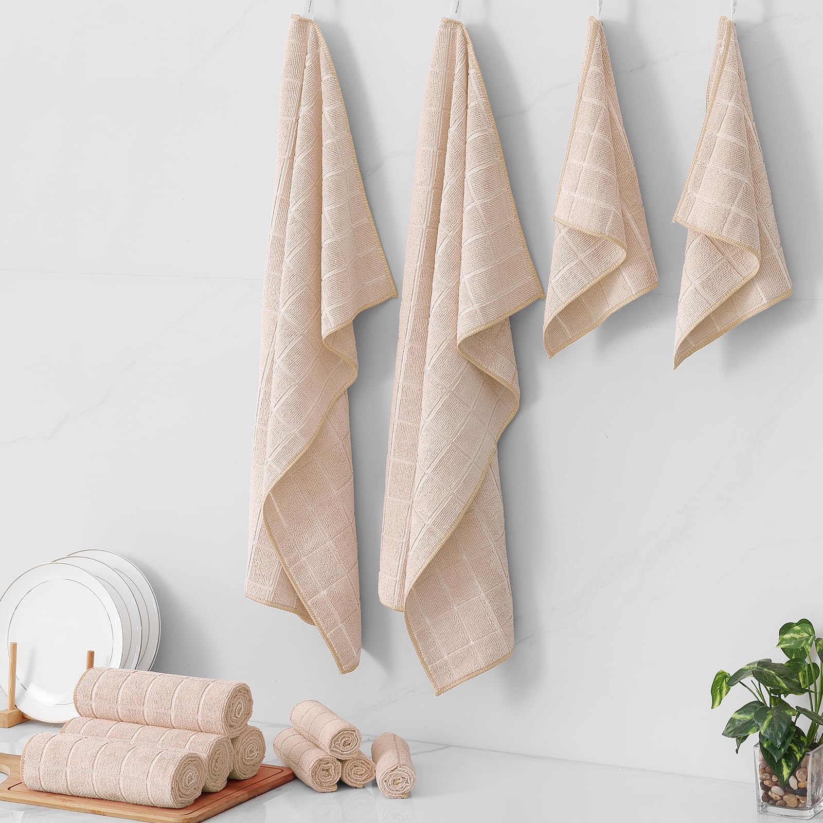 Microfiber Kitchen Towels and Dishcloths Sets (12 Count)