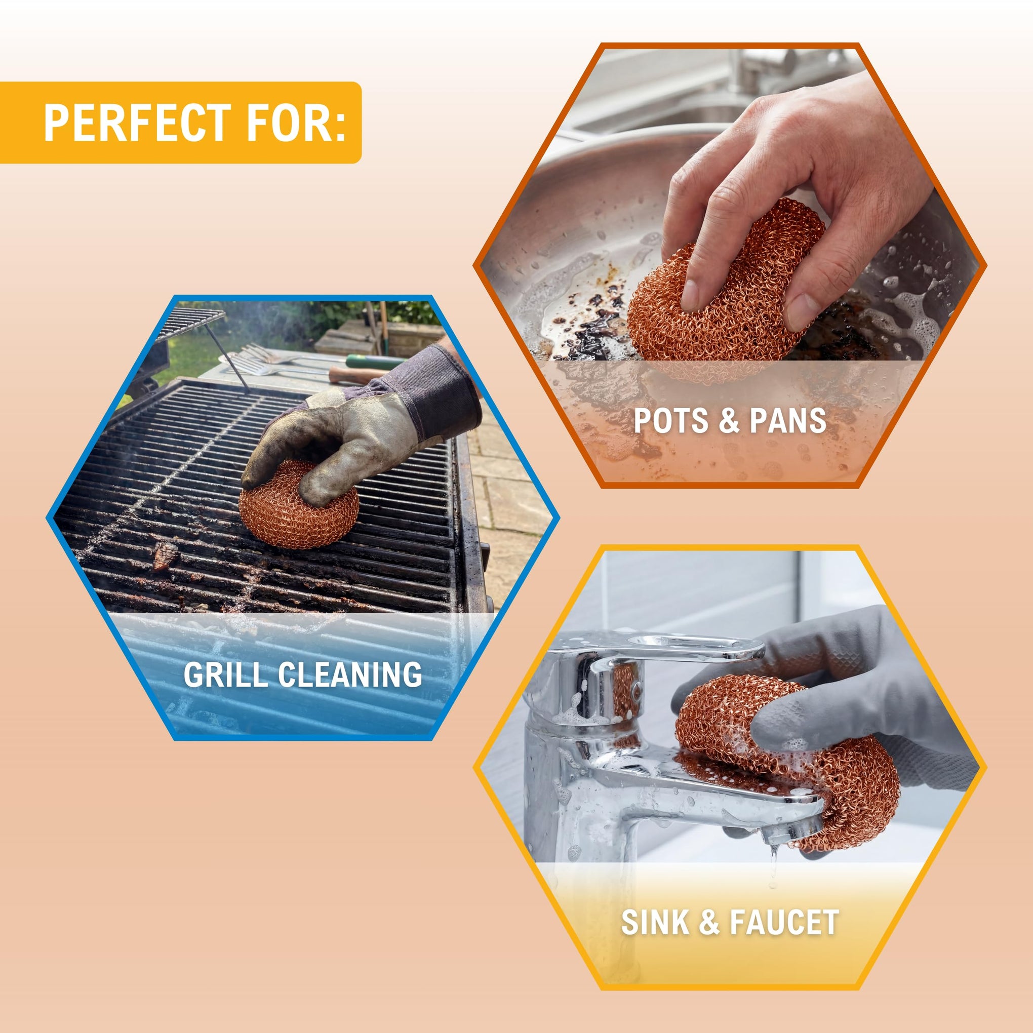 Heavy Duty Copper Scrubbers for Pots & Pans
