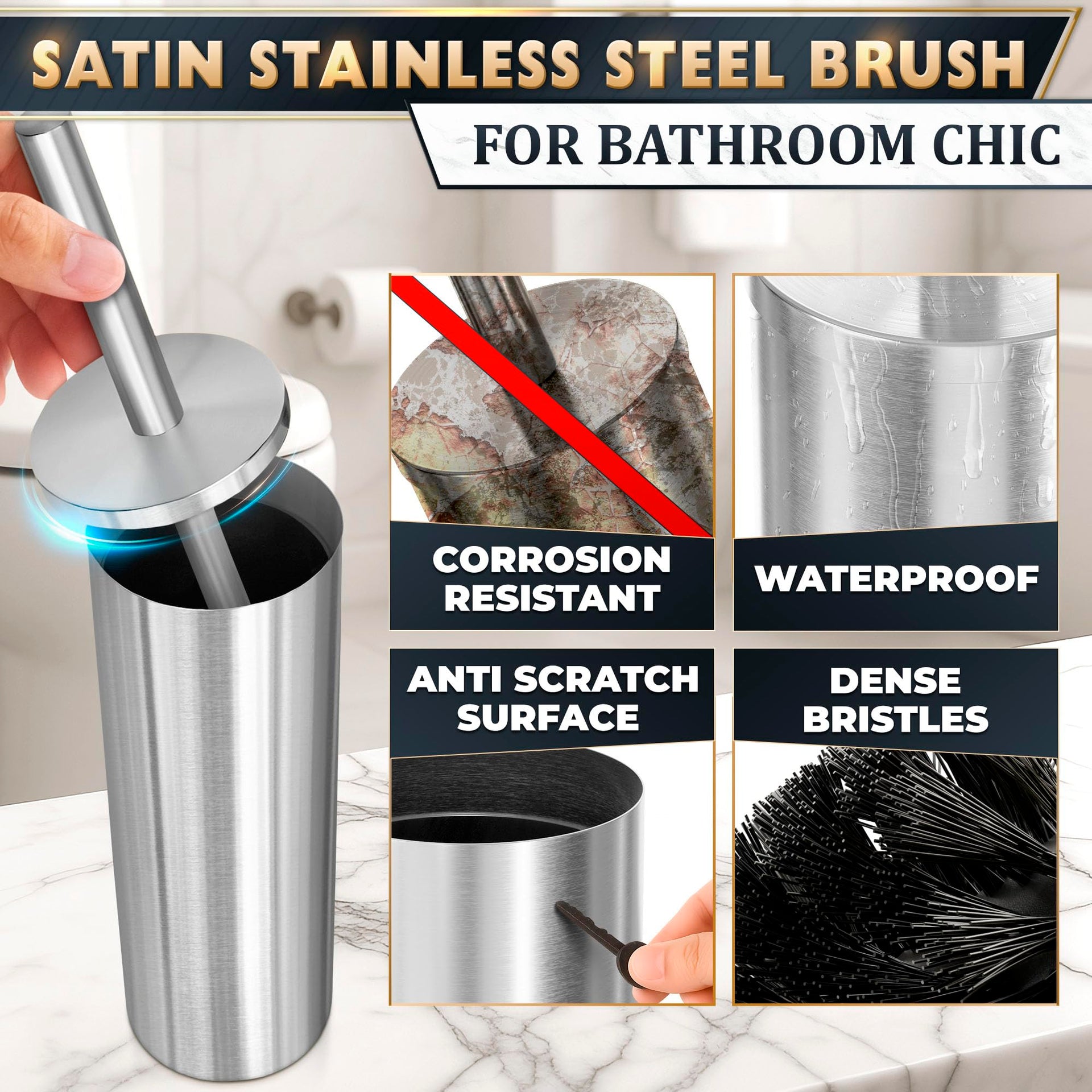 Stainless Steel Toilet Brush and Holder Set