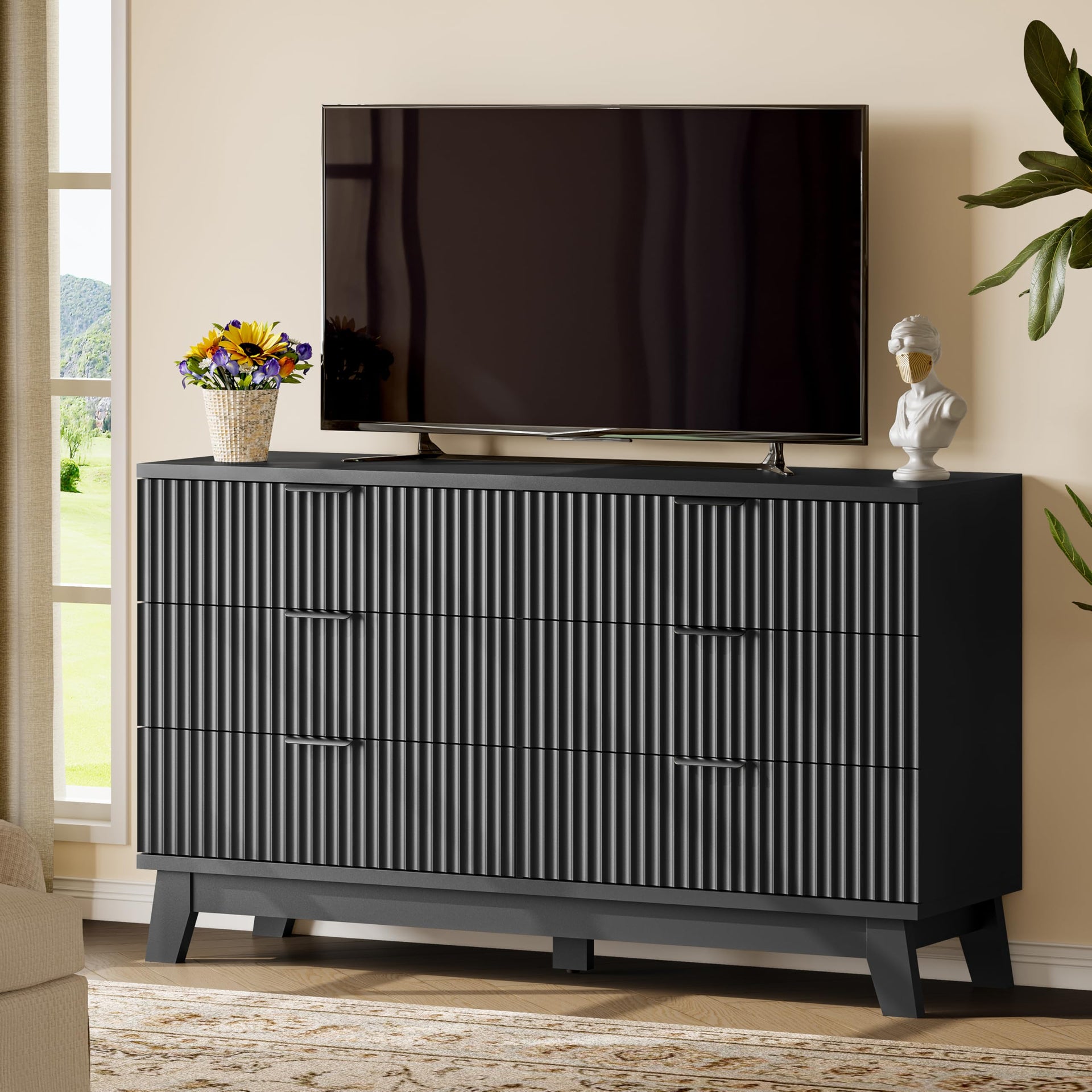 Fluted Dresser with 6 Drawers
