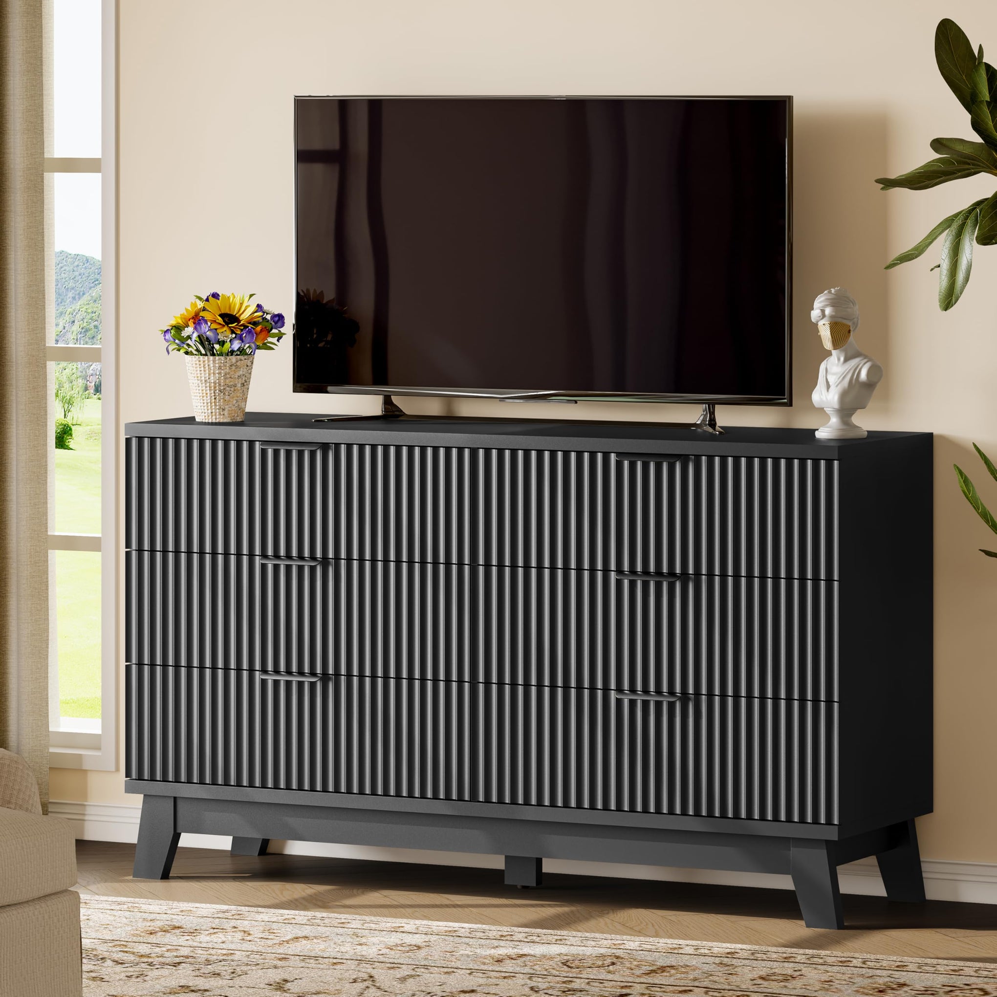 Fluted Dresser with 6 Drawers