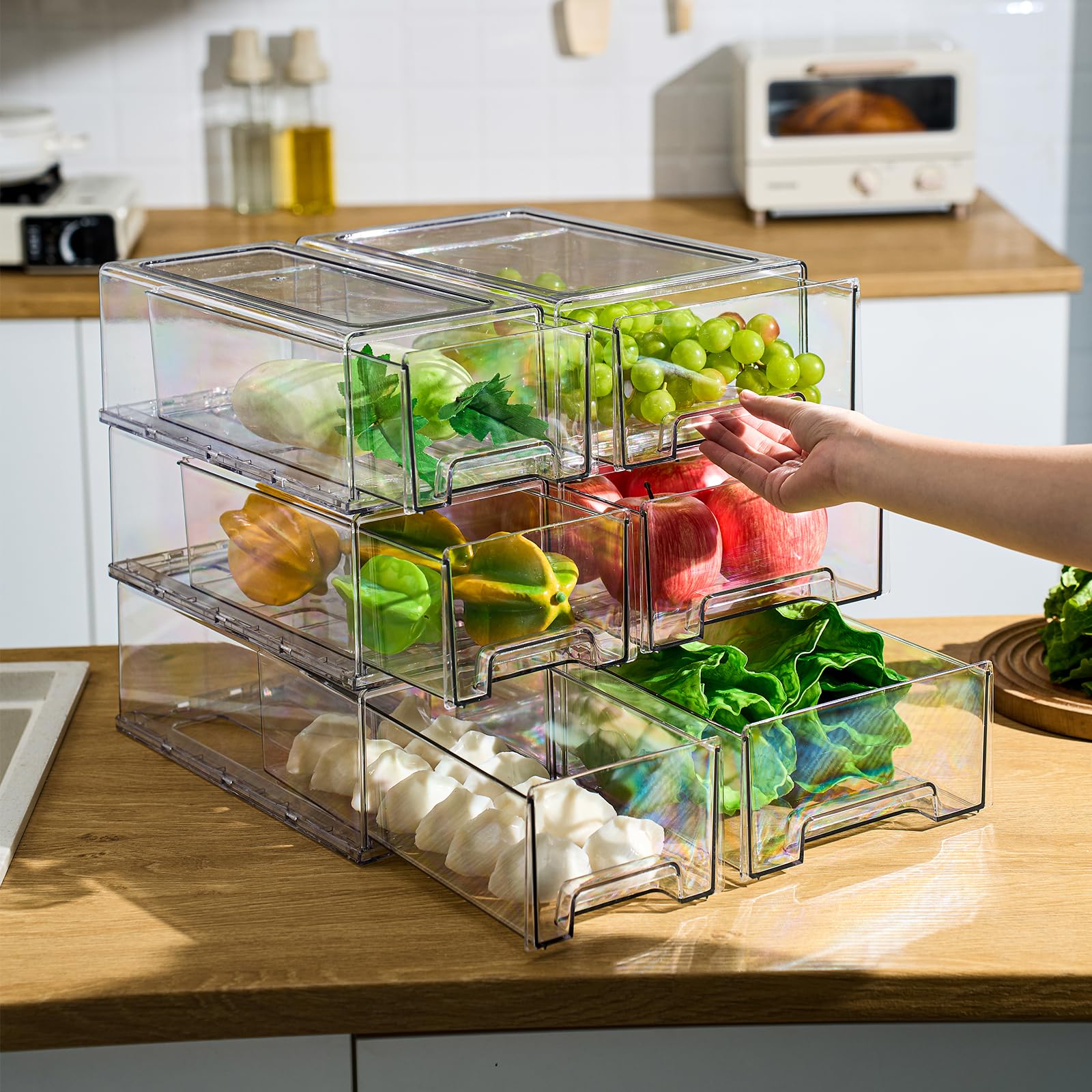 Clear Stackable Refrigerator Organizers and Storage Drawers (2 Count)