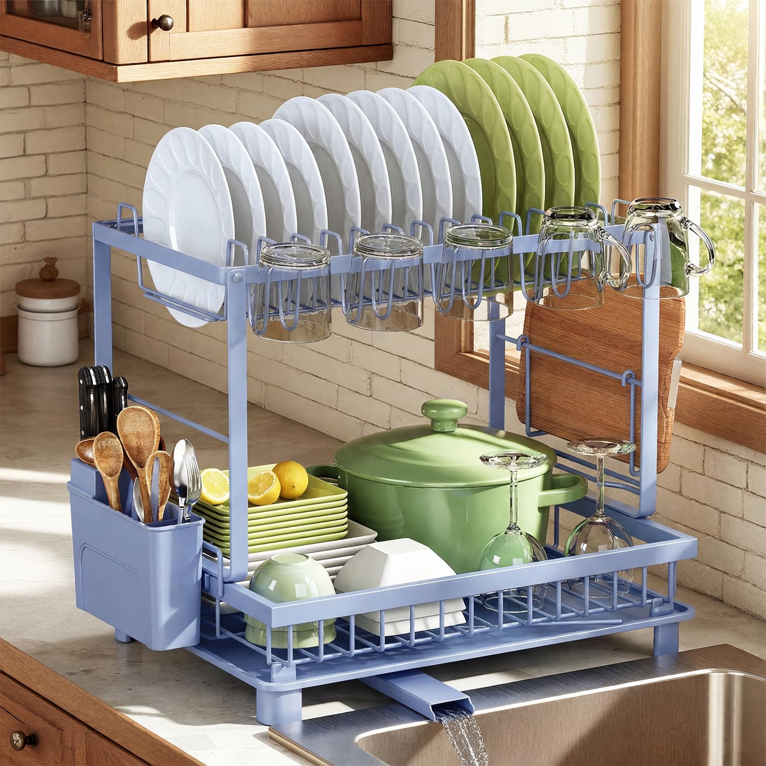2 Tier Dish Drying Rack for Kitchen Counter