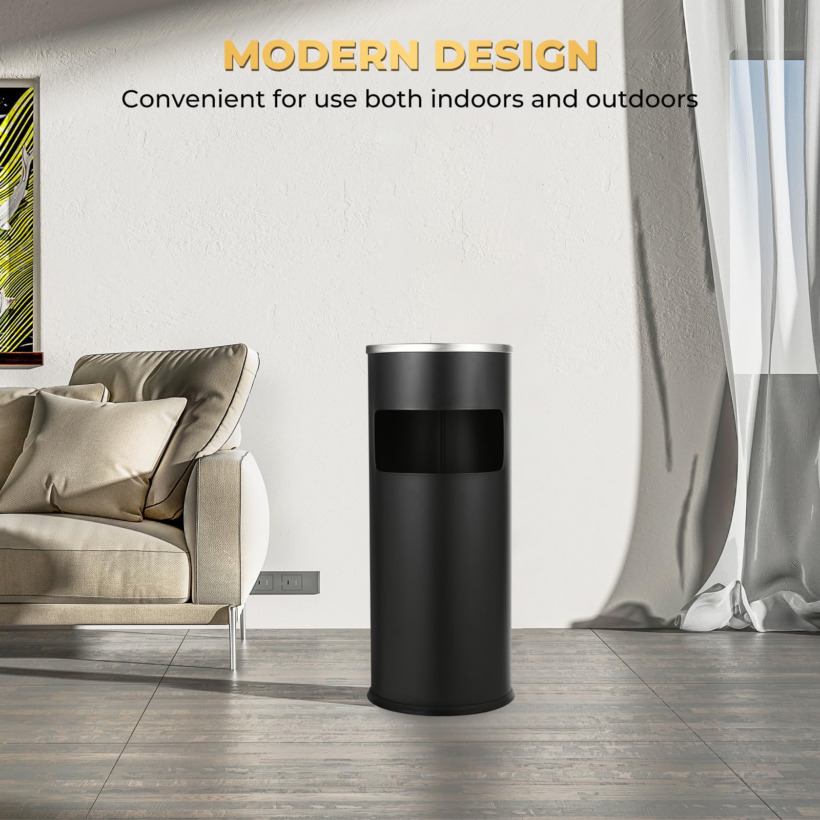 Round Stainless Steel Outdoor Trash Can