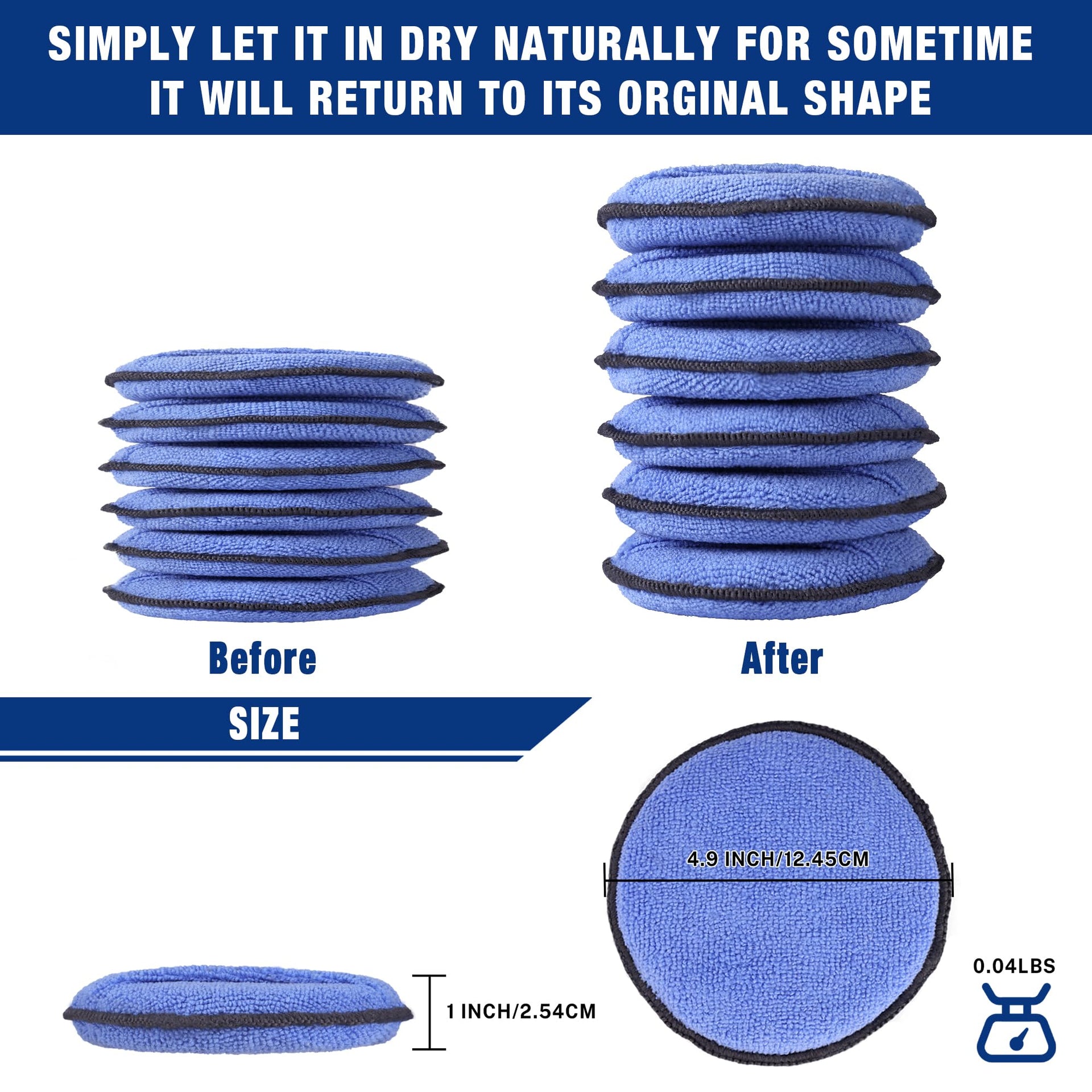 18 Pack Car Microfiber Wax Applicator Pads with Finger Pocket (18 Count)