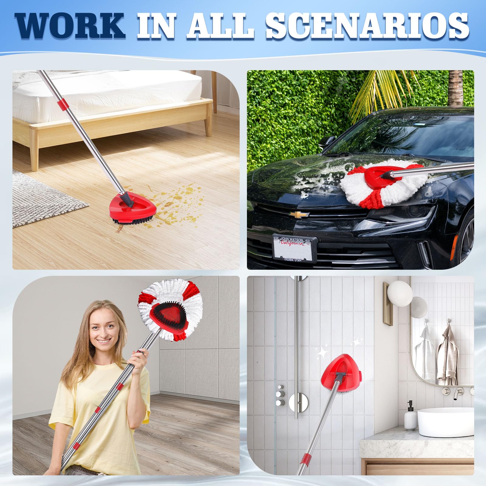 4 Packs Spin Mop Replacement Heads Compatible with Ocedar RinseClean 2 (7 Count) - ModHome Supplies