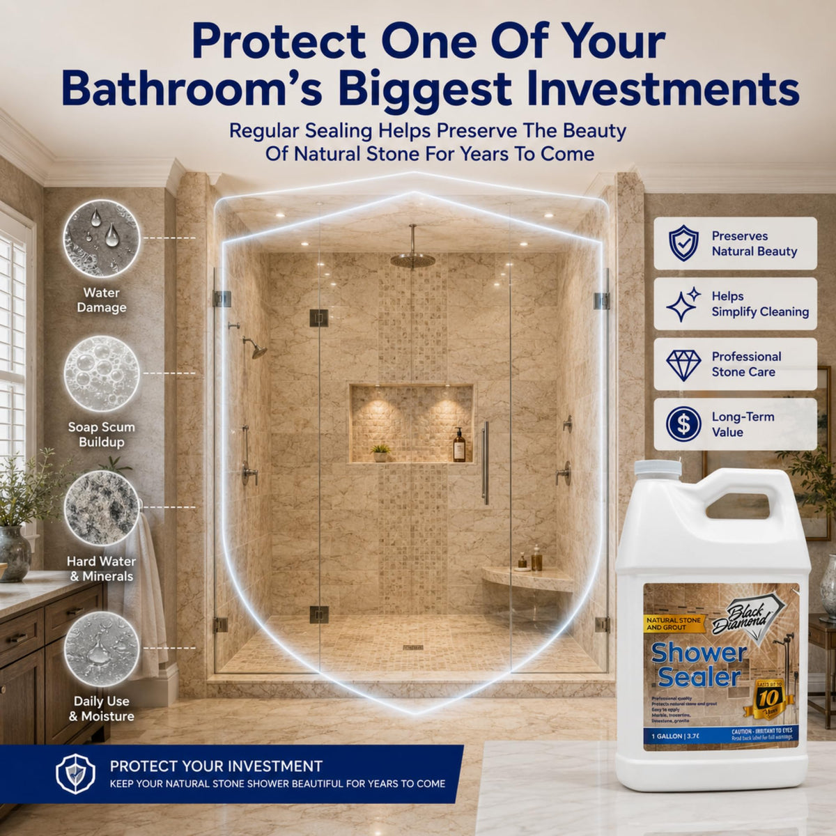 Natural Stone Shower Sealer (128 Fl Oz)