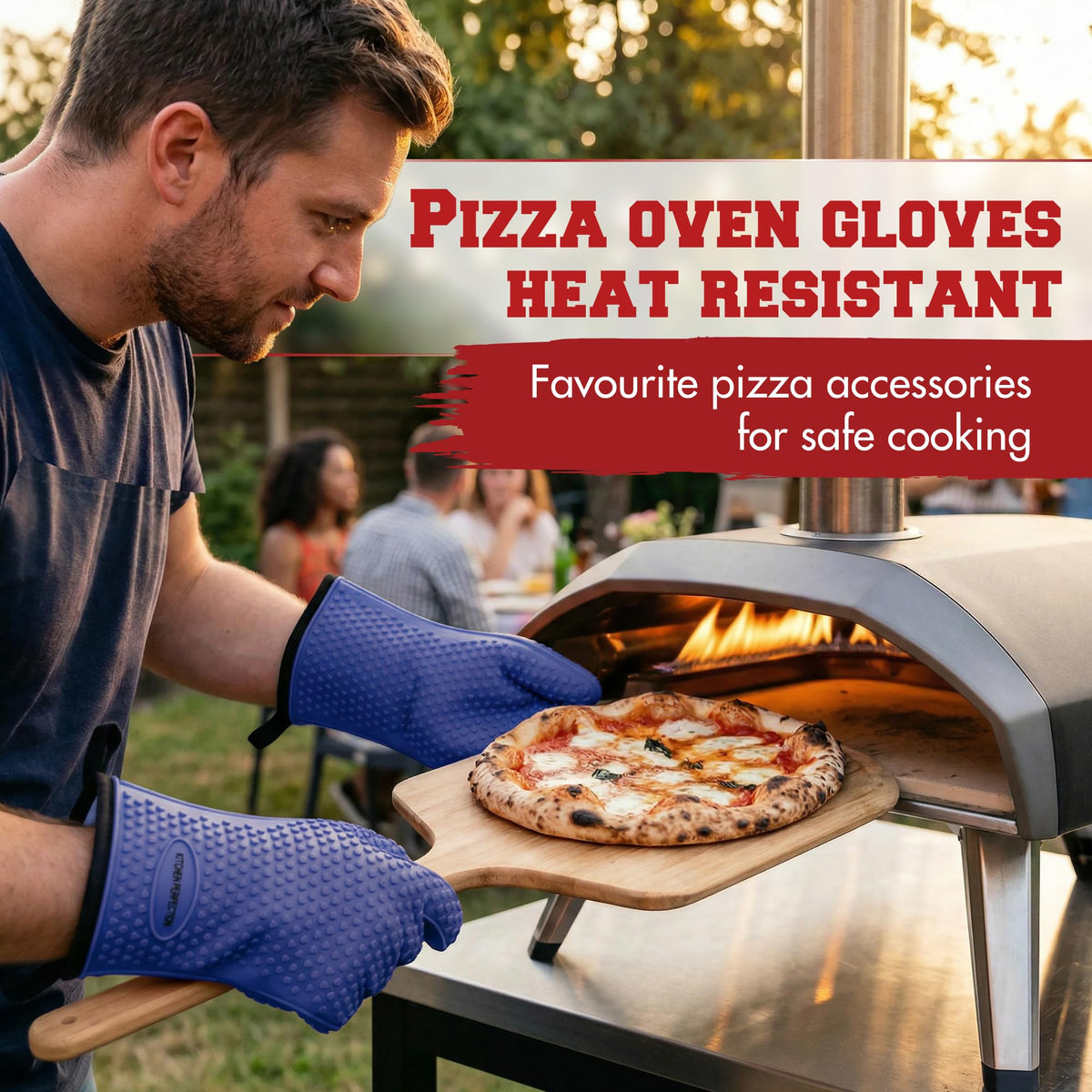 XL Silicone Pizza Oven Gloves Heat Resistant Oven Mitts