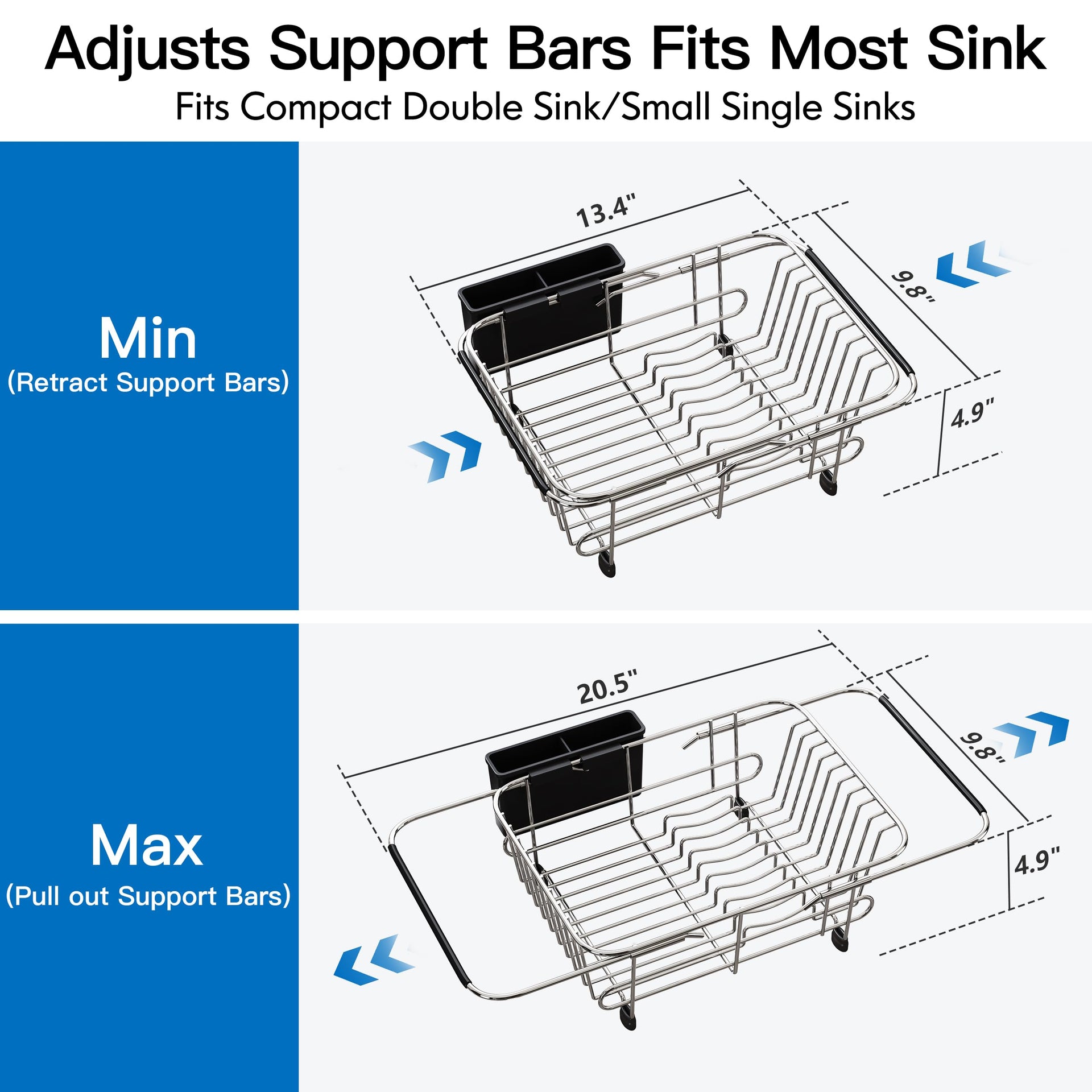 Sink Small Dish Drying Rack with Utensil Holder