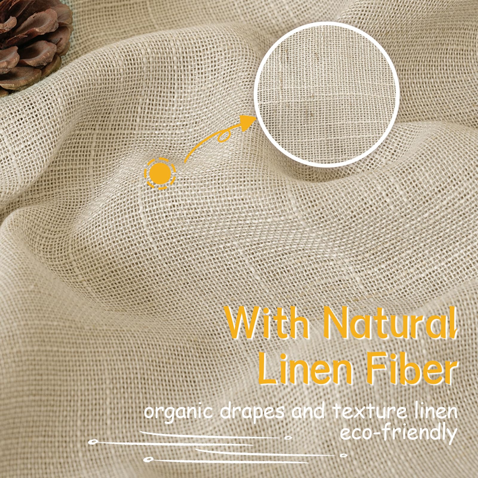 Oatmeal Linen Curtains 45 Inch Length (2 Count)