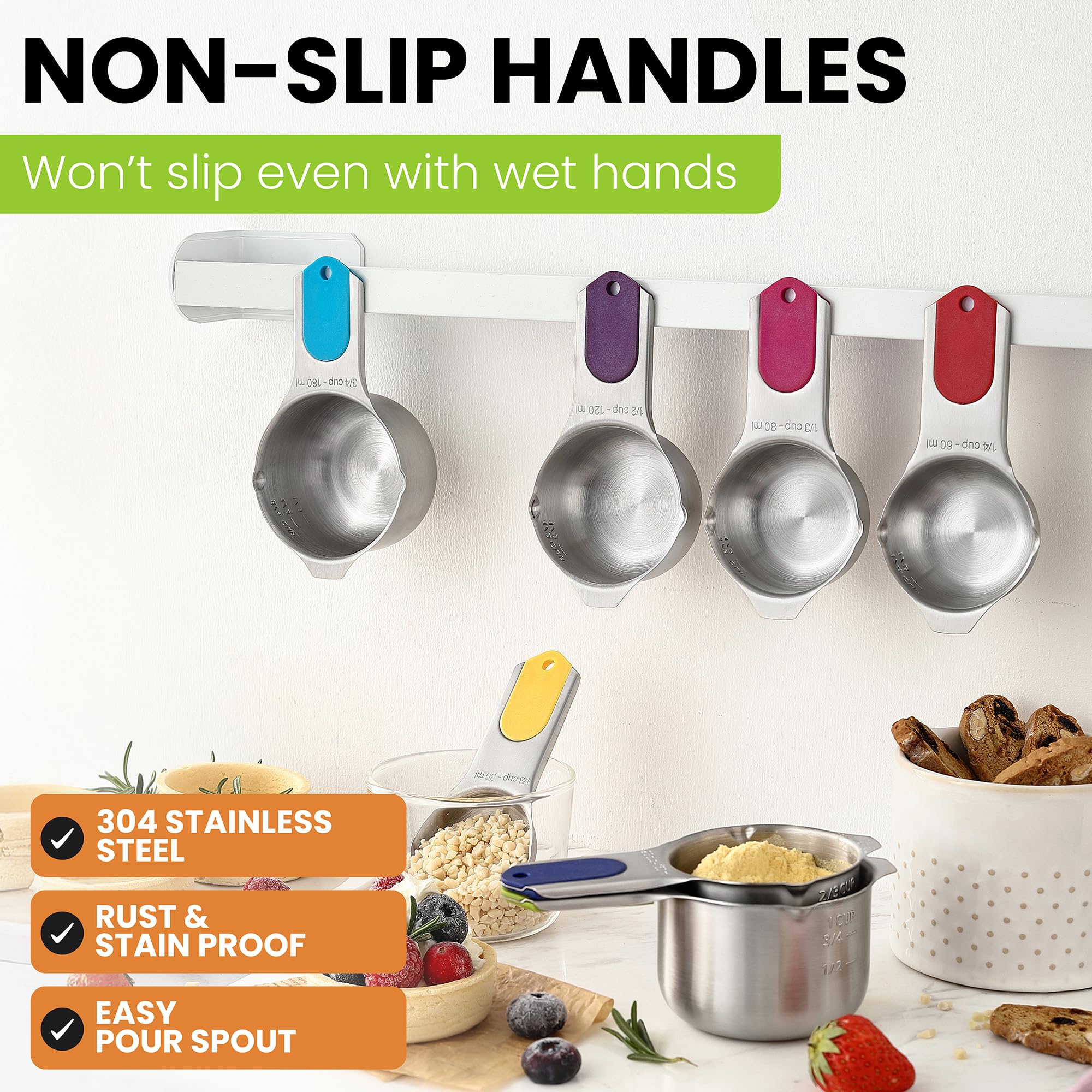 Magnetic Stainless Steel Measuring Cups Set of 7