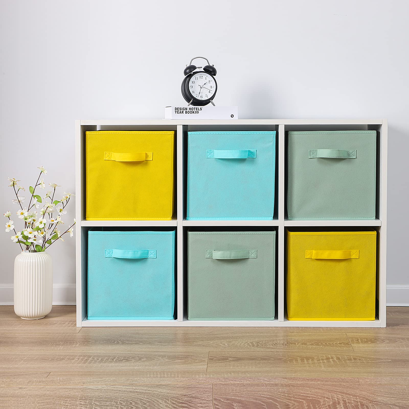 13x13x13 Inch Fabric Storage Bins 6 Pack Fun Colored Storage Cubes with Handles Foldable Cube Baskets for Home