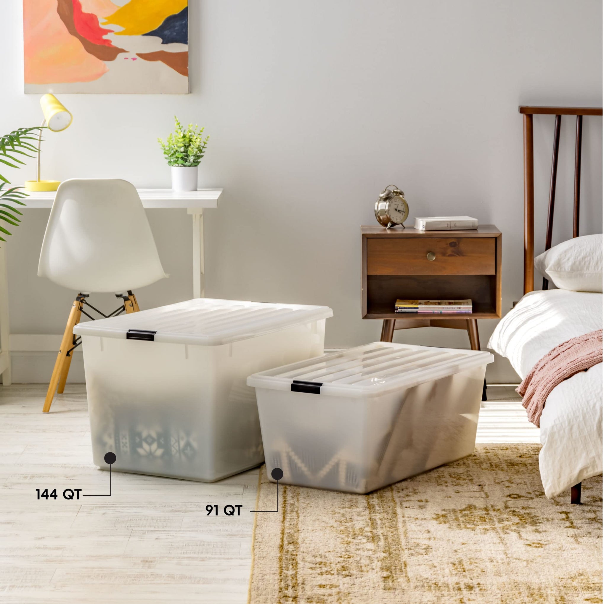 3 Pack 144 Qt Stackable Storage Bins with Lids (3 Count)