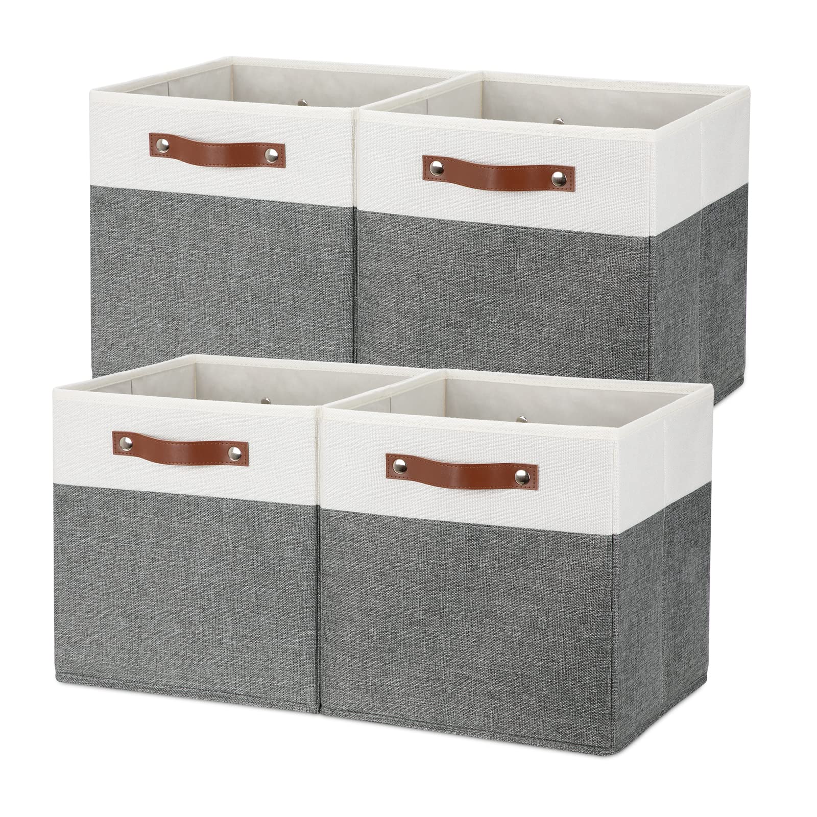 Storage Cubes 12x12 Fabric Cube Storage Bins Foldable Storage Baskets with Handles (4 Count)