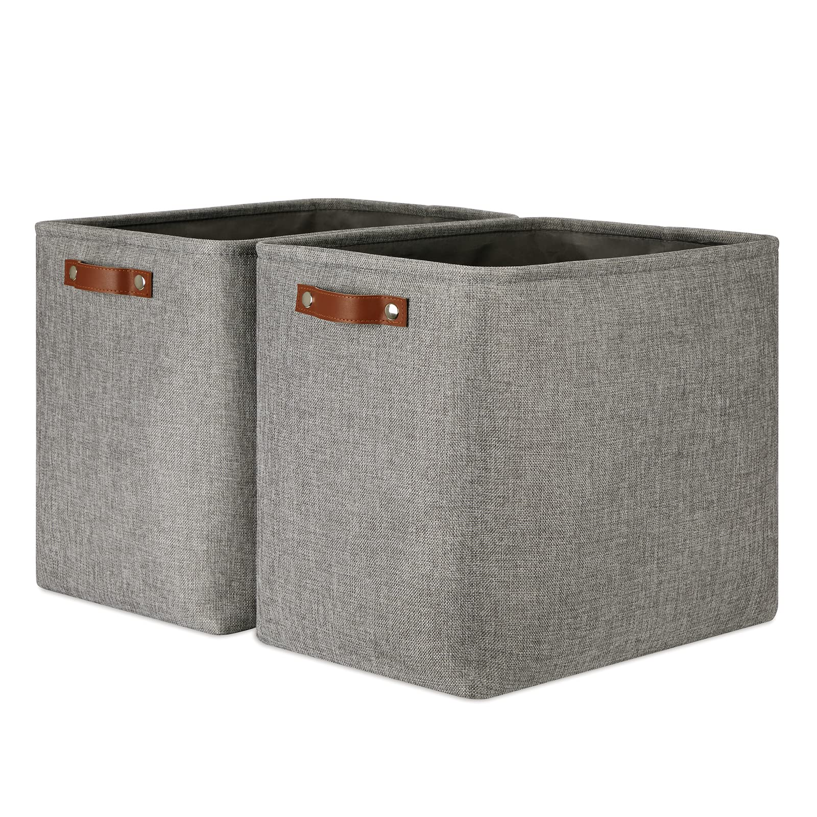 Grey Storage Baskets 2 Pack Extra Large Fabric Shelf Baskets for Organizing