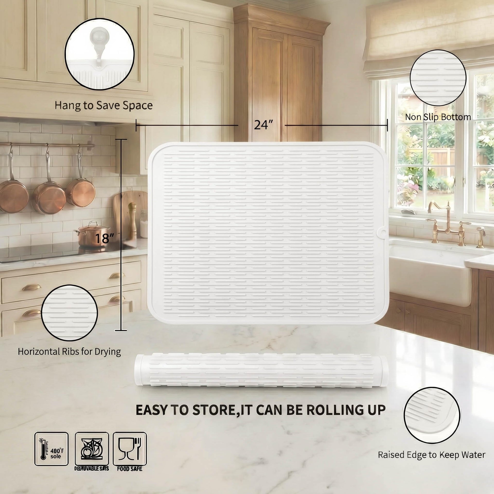 Silicone Dish Drying Mat for Multiple Usage