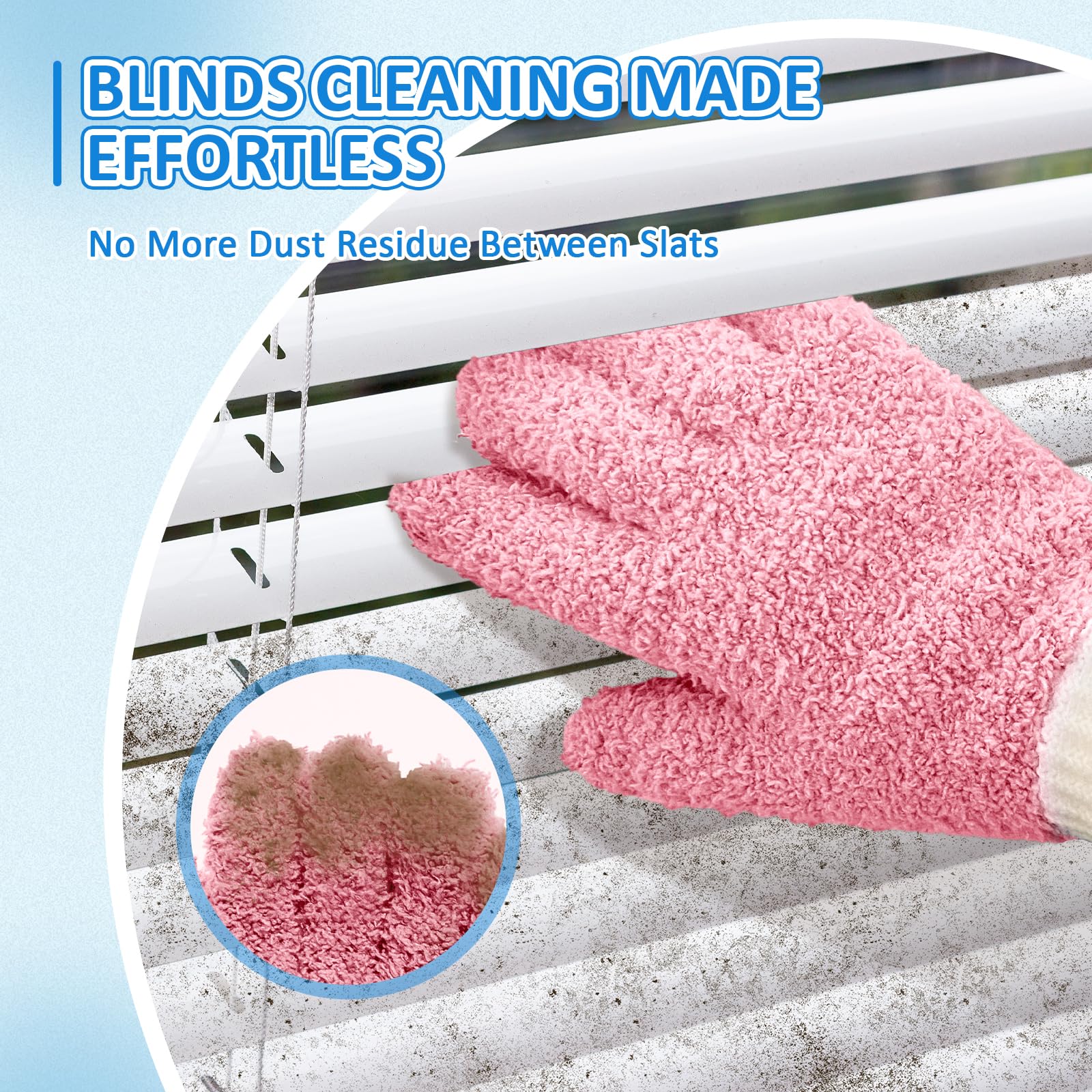 Microfiber Dusting Gloves House Cleaning Glove for Blinds (4 Count)