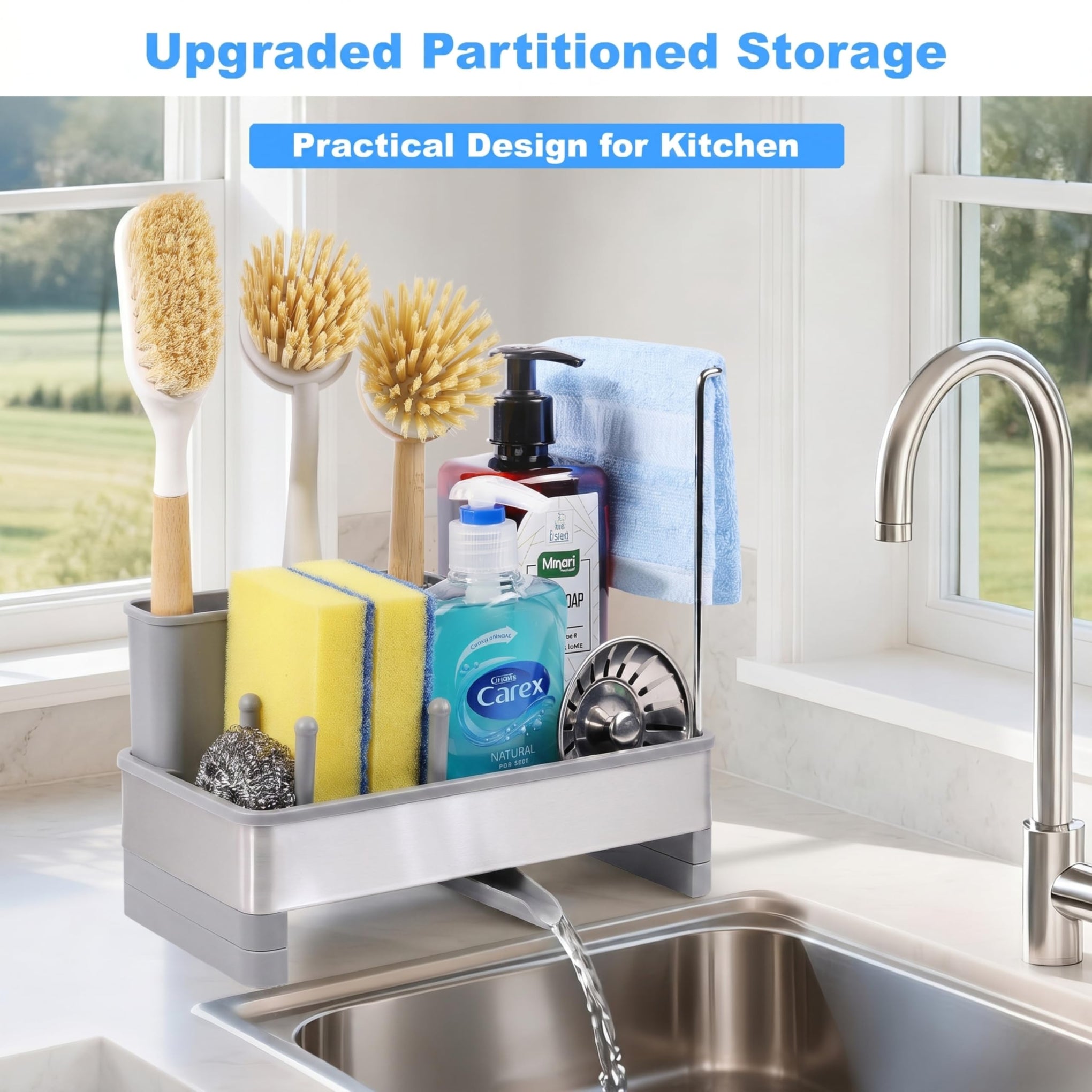 Sponge Holder for Kitchen Sink Caddy Organizer