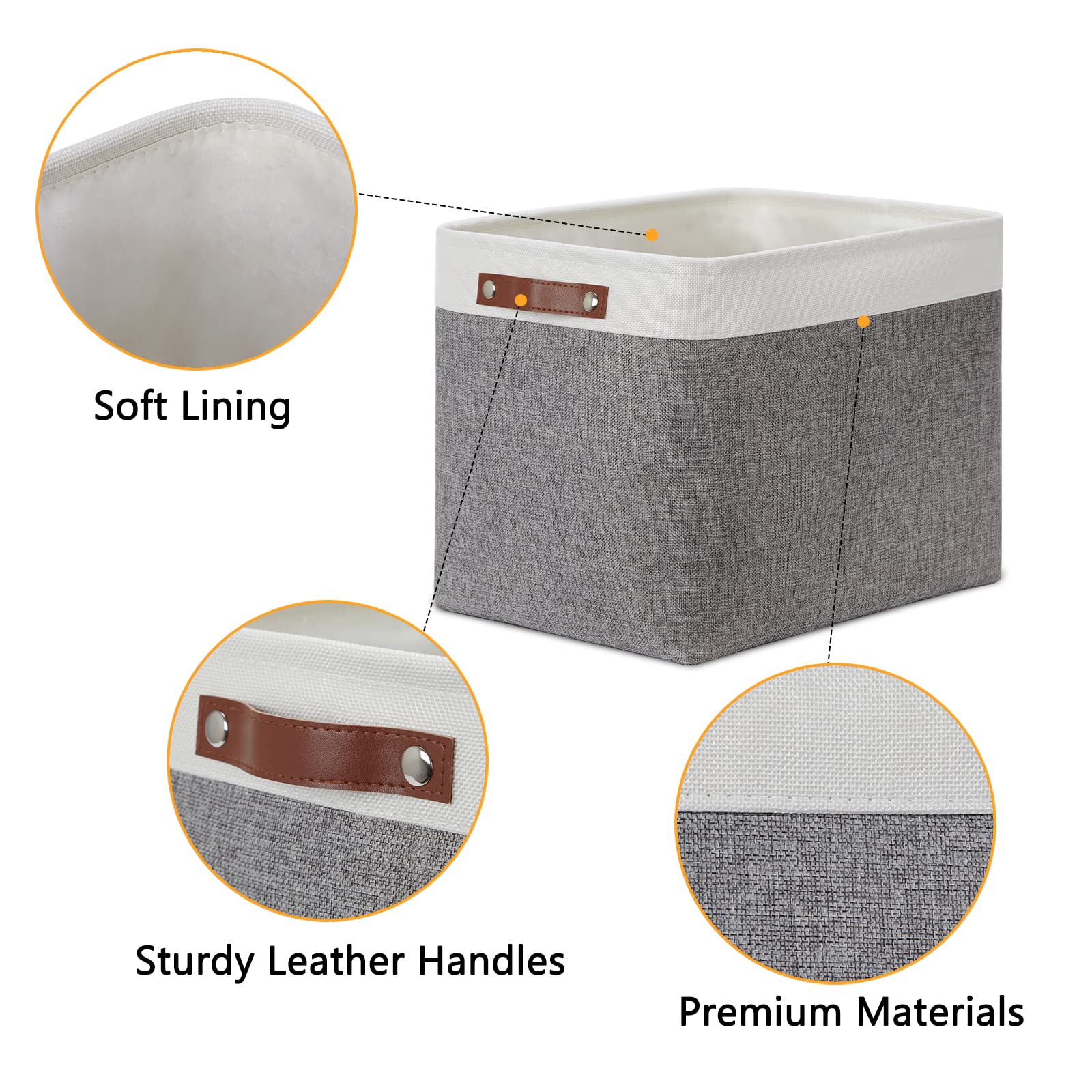 Storage Baskets Large 16"x12"x12" Rectangular Storage Bins Baskets for Organizing [2 Pack] Fabric Collapsible Storage Organizer for Home (2 Count)