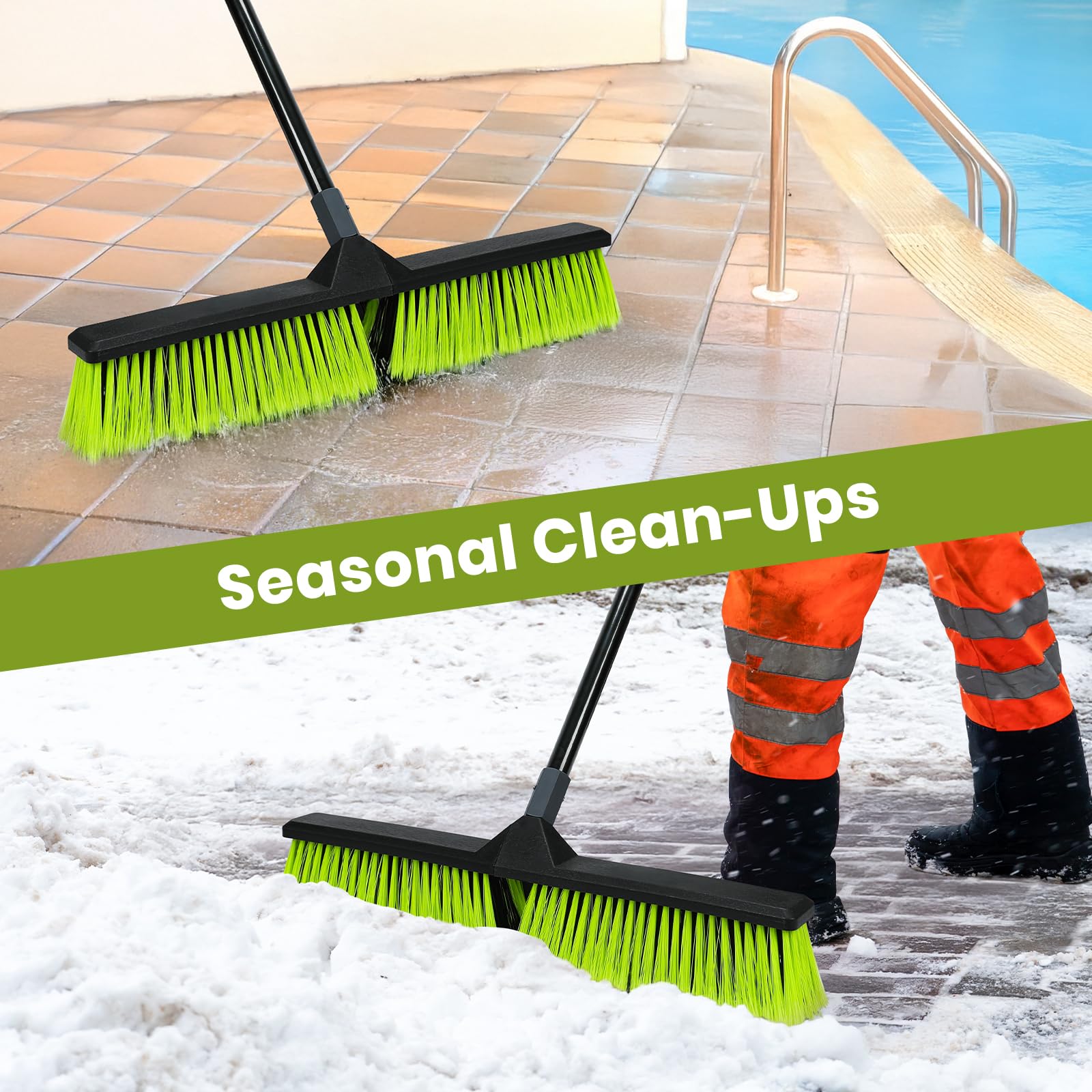 24 Inch Push Broom Outdoor with Stiff Bristle