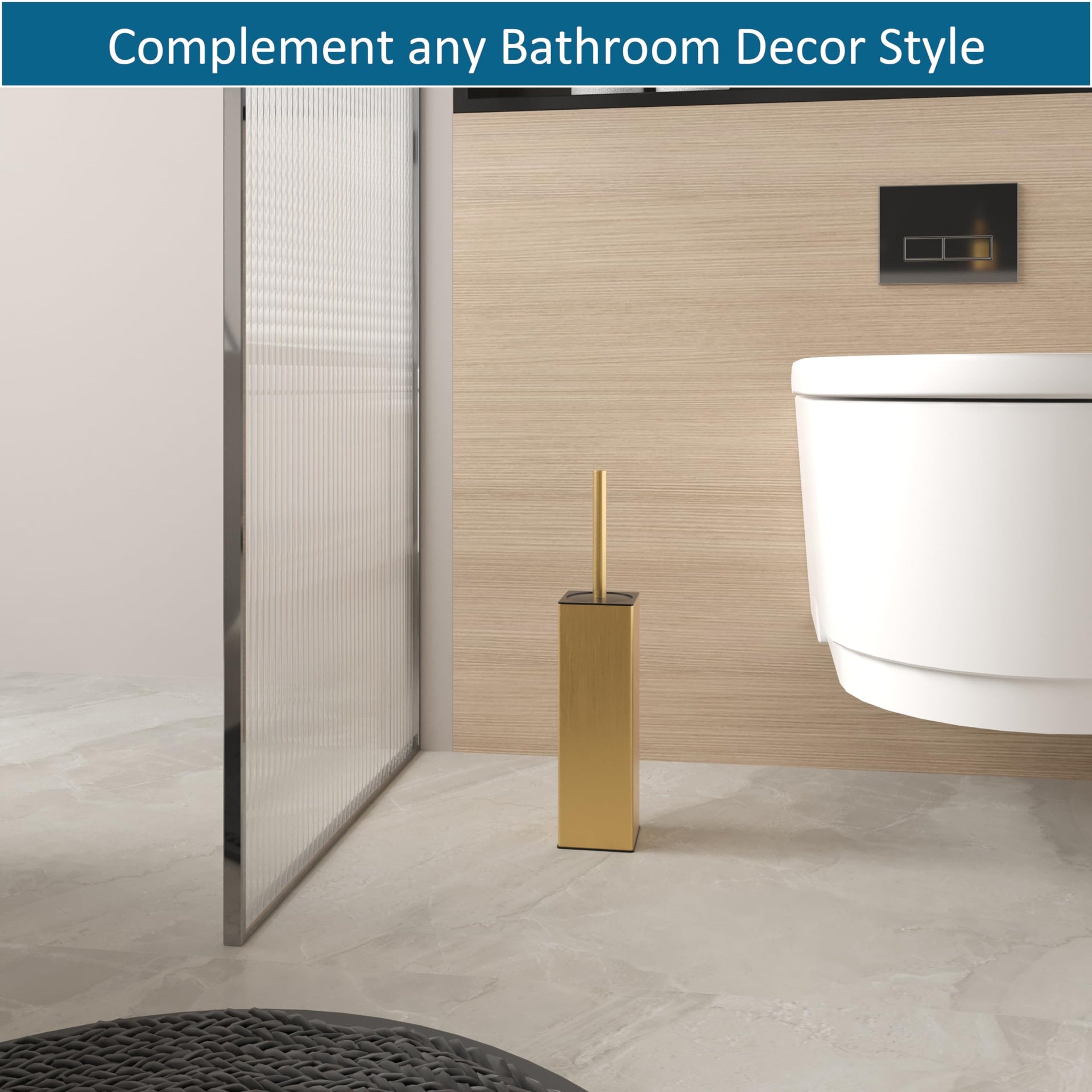 Toilet Brush and Hoder Set Brushed Gold Freestanding for Bathroom