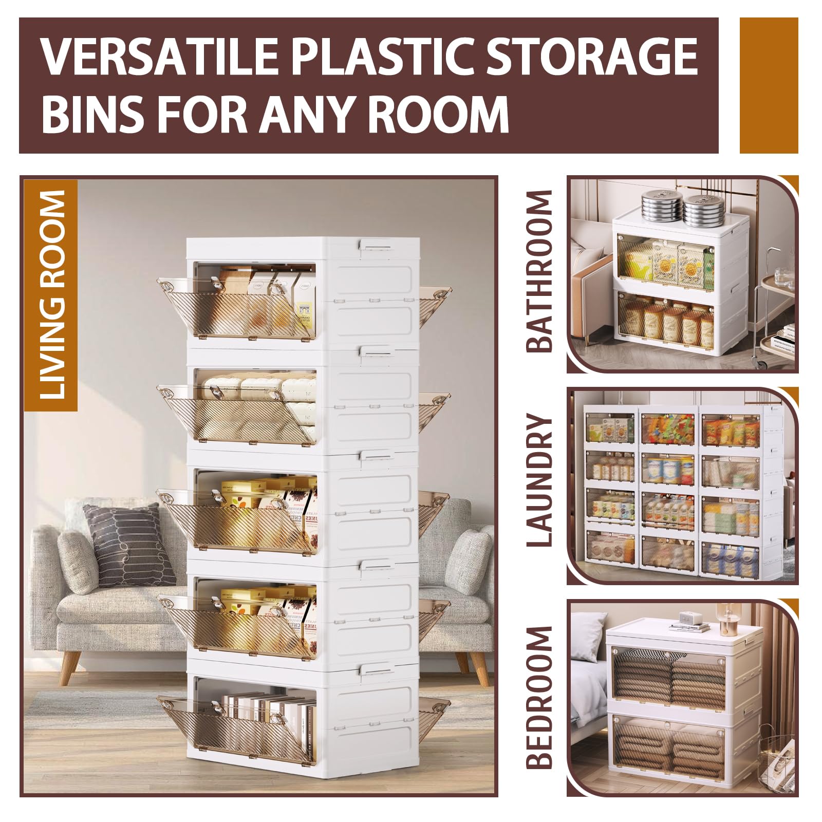 5 Tier Stackable Plastic Storage Bins