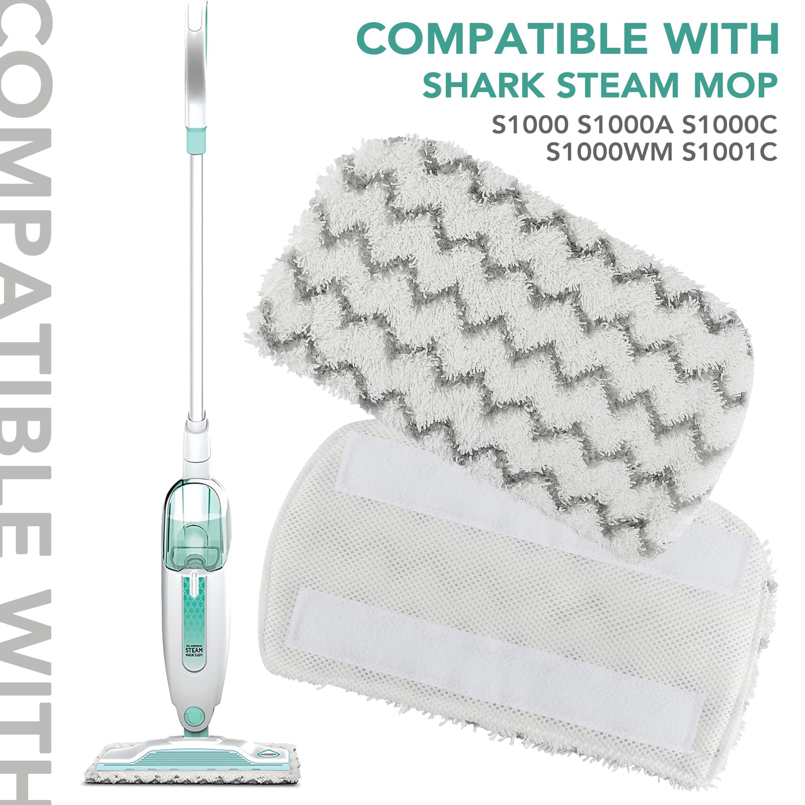 S1000 S2001 Steam Mop Replacement Pads for Shark Steam Mop S1000 S1000A S1000C S1000WM S10001C S1200 & S2001 SteamSpot Steam Mop