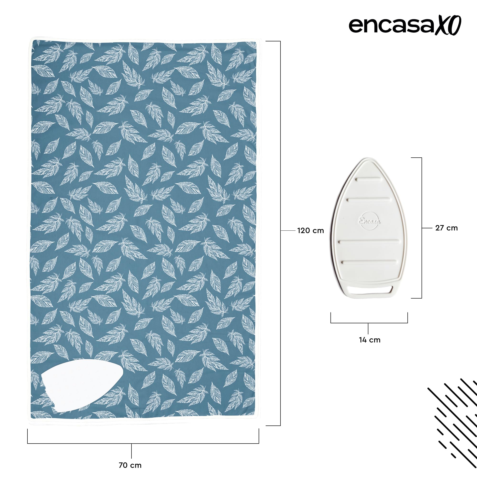 Ironing Mat Heat Resistant Pad 48"x28" Big Leaves Blue