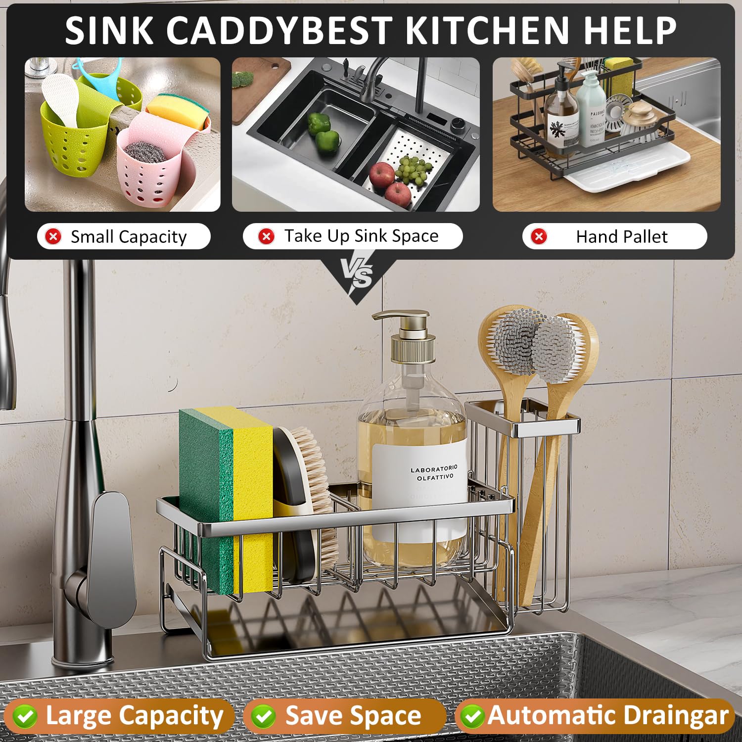 Sponge Holder & Sink Caddy Organizer