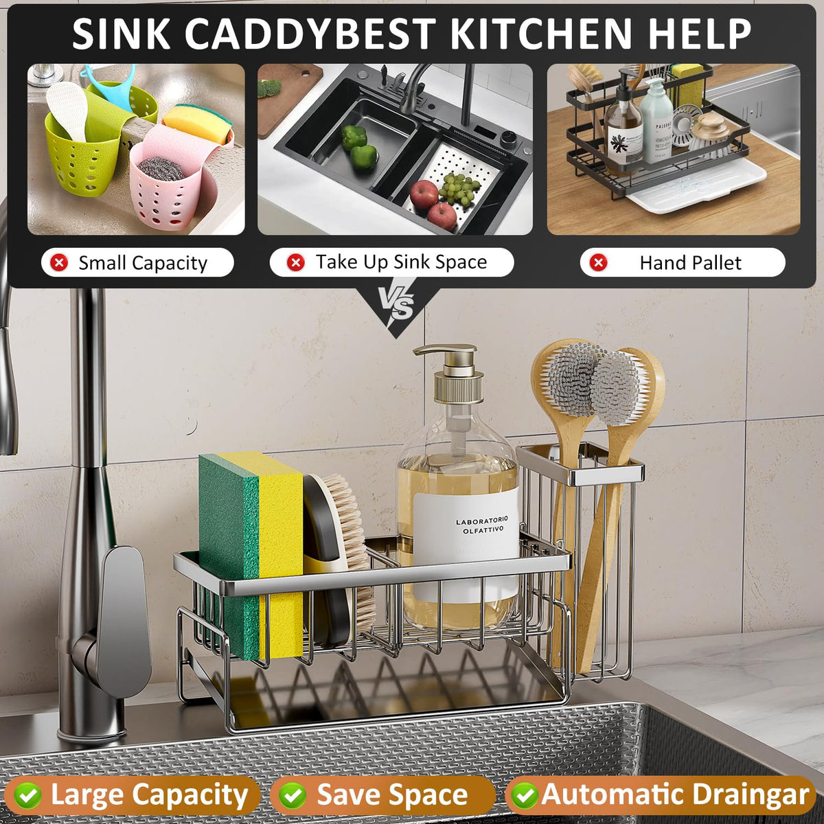Sponge Holder & Sink Caddy Organizer