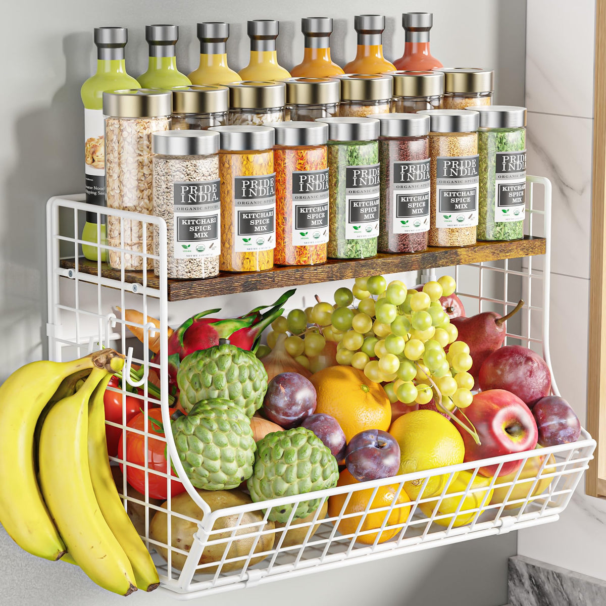 Magnetic Shelf for Fridge with Wood Lid