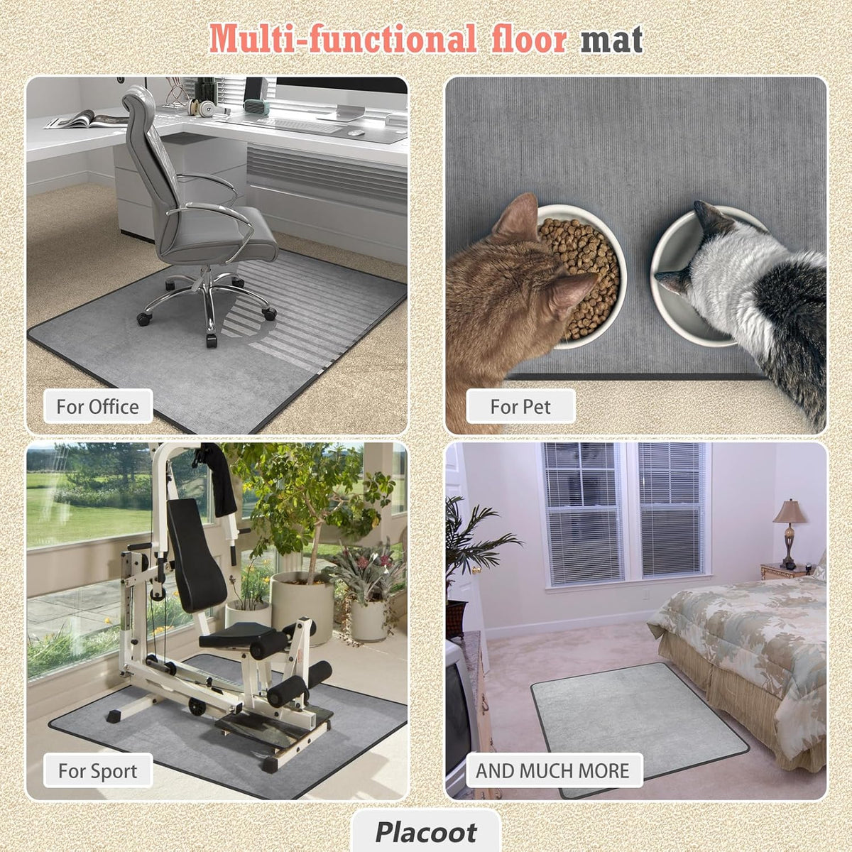 Heavy Duty Office Chair Mat for Carpet and Hardwood Floor Bohemian Desk Chair Mat Rug 36'' x 48'' Corduroy Surface Floor mats for Office Home