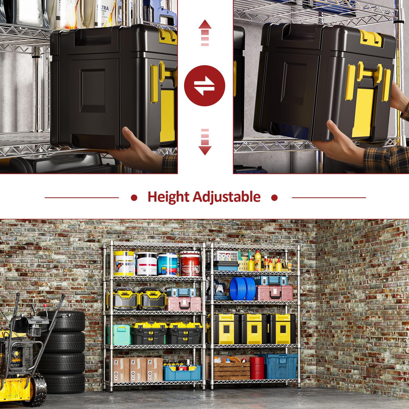 1750LBS Garage Shelving Wide Storage Shelves 5 Tier Metal Shelves Heavy Duty Adjustable Utility Shelf Rack