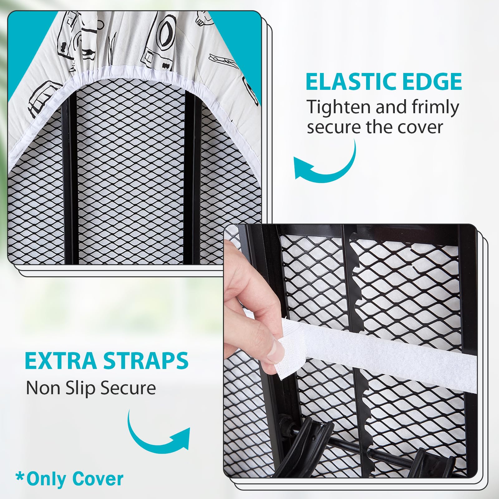 Extra Wide Ironing Board Cover and Pad 18 x 54 inch Heat Reflective with Hook and Loop Fasteners