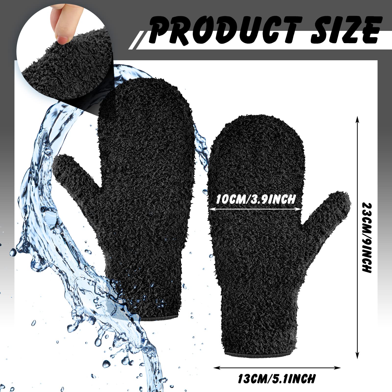 4 Pair Microfiber Dusting Mittens Reusable Women Cleaning Mittens with Thumb for Kitchen
