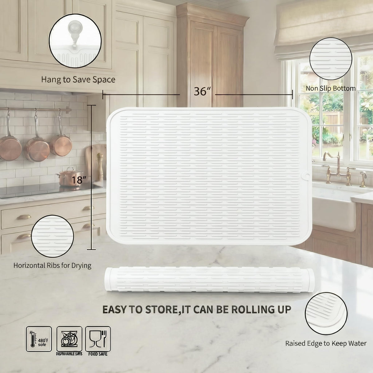 Silicone Dish Drying Mat for Multiple Usage