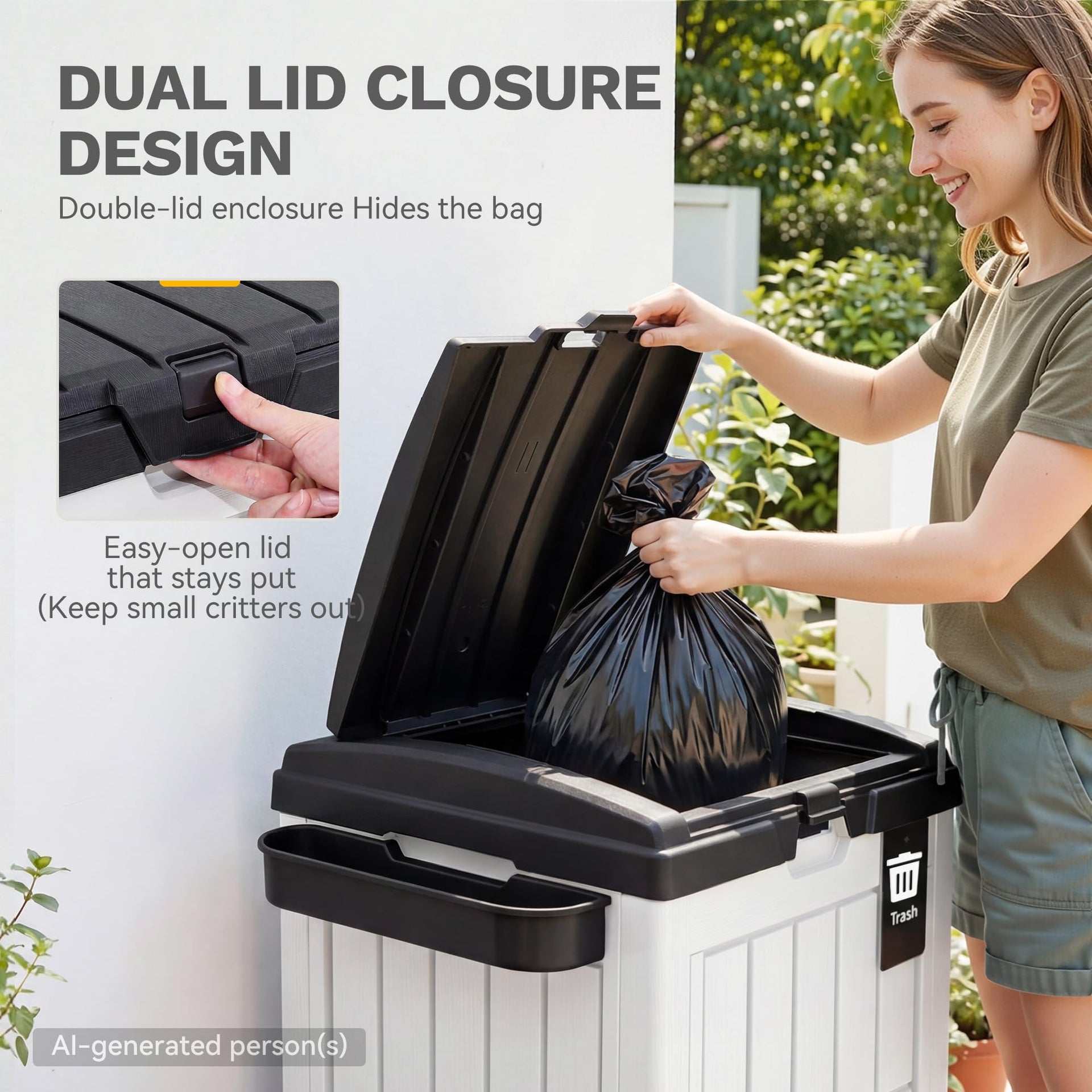 38 Gallon Resin Outdoor Trash Can Set of 2