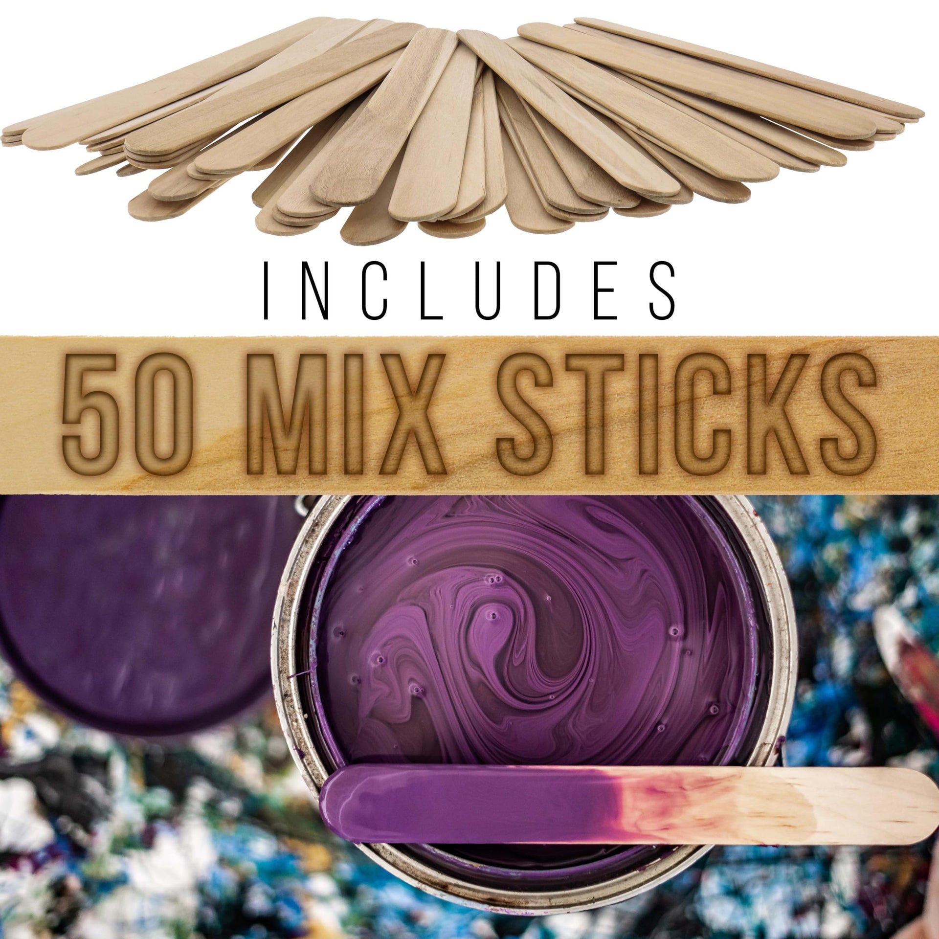 20 oz. (600ml) Graduated Plastic Mixing Cups - Box of 50 with 50 Mixing Sticks - Disposable Plastic Measuring Cups for Liquids, Paints, Resin, Epoxy, Art, Kitchen - Ratios 2-1, 3-1, 4-1 ML