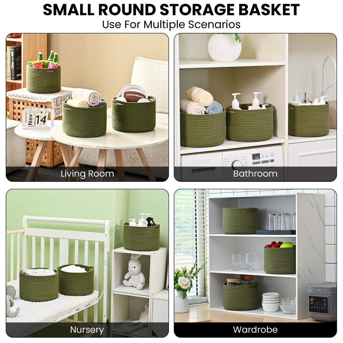 Small Storage Baskets for Organizing (3 Count)