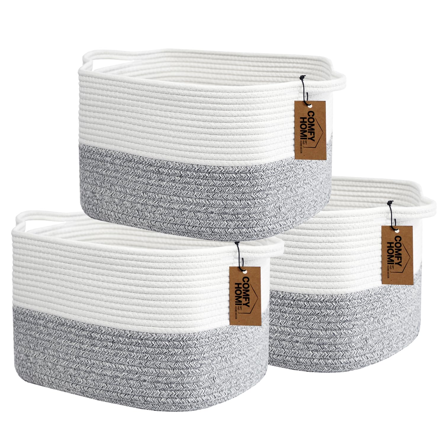 3Pack Small Woven Cotton Rope Basket for Organizing (3 Count)
