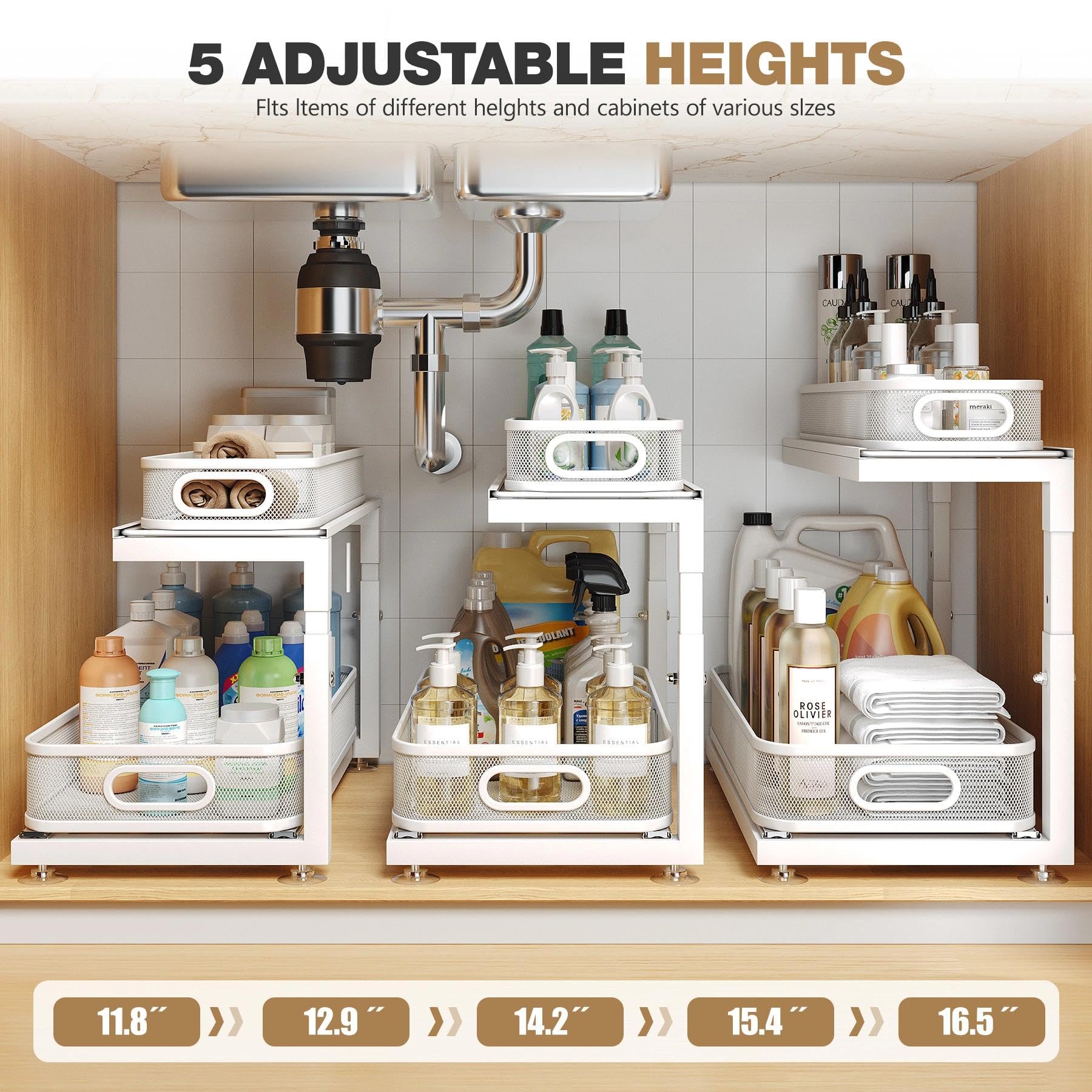 2 Pack 18.5 IN Depth Under Sink Organizer With Next (2 Count)