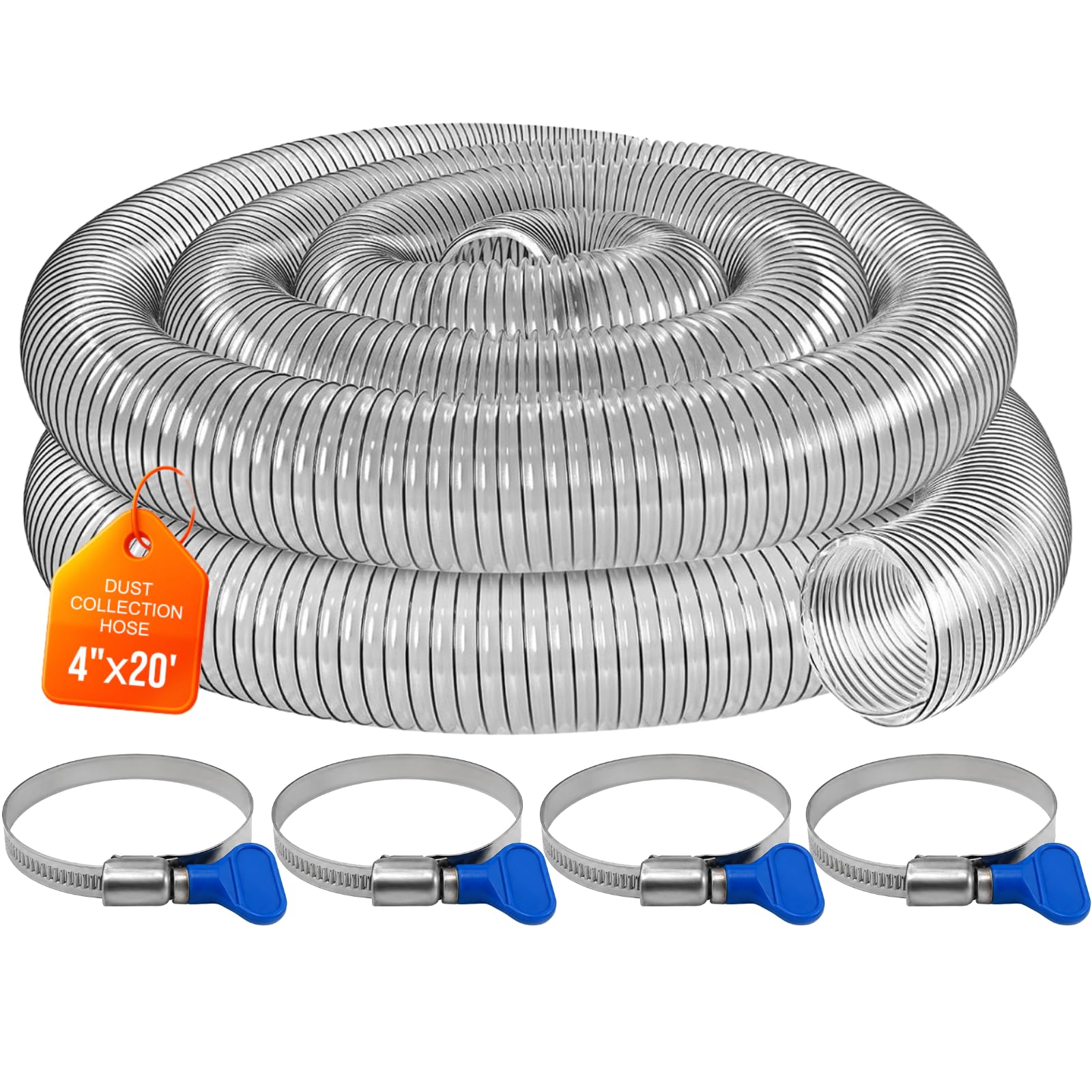 4"x20' Clear PVC Dust Collection Hose