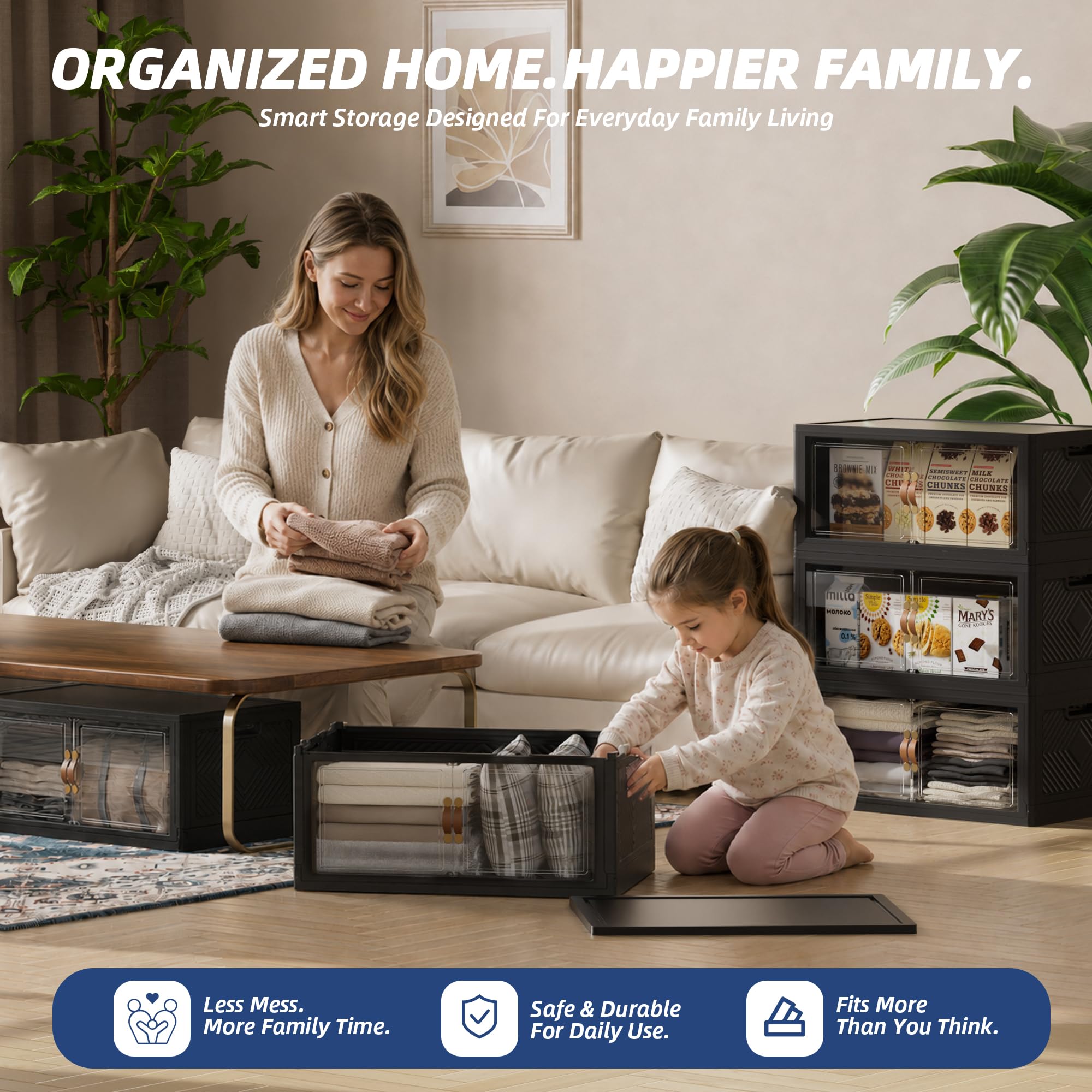 146QT 36Gal Stackable Storage Bins with a Lid