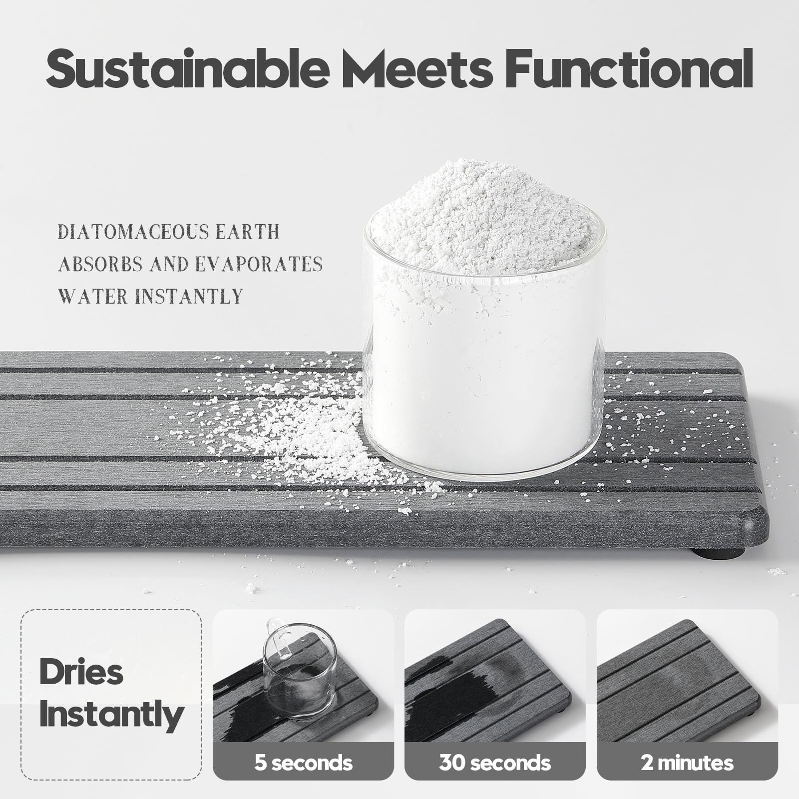 2PCS Diatomite Quick Stone Drying Tray Mat For Bathroom & Kitchen Counter (2 Count)