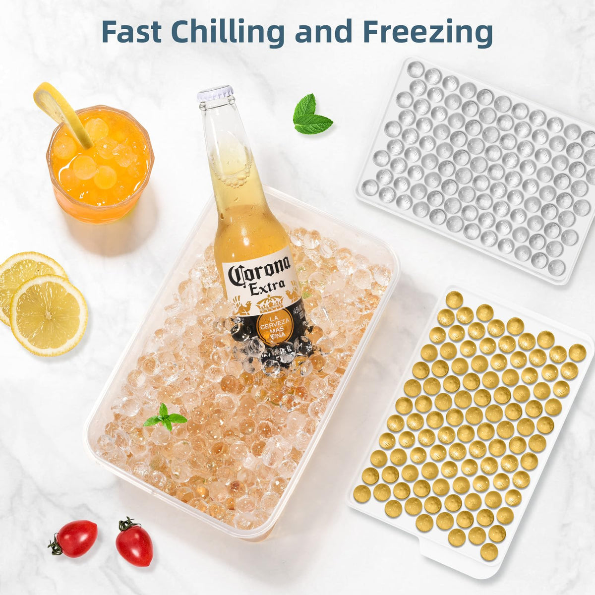 Mini Ice Cube Trays for Freezer with Lid (4 Count)